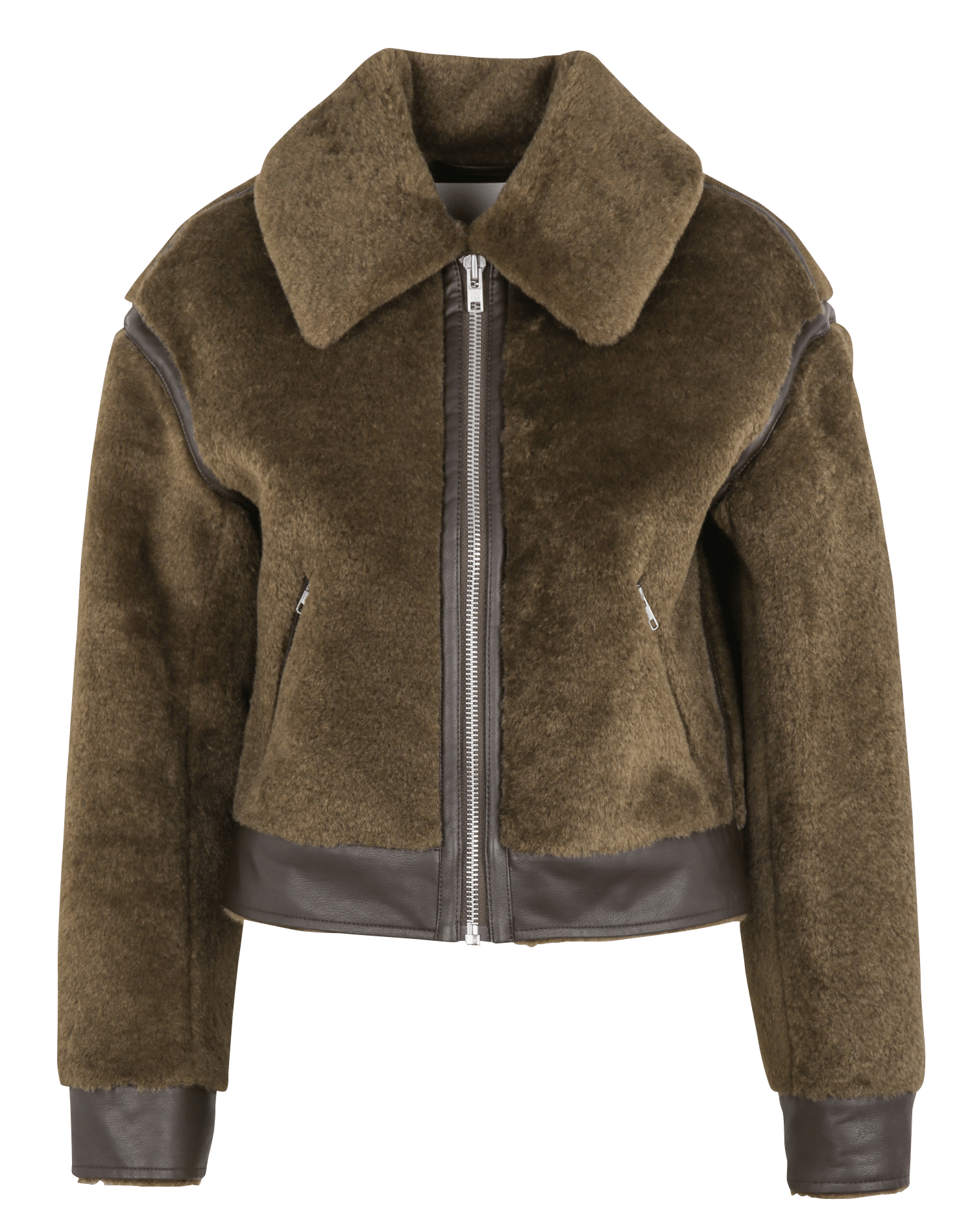 Faux fur jacket with classic collar BELLEROSE Brown