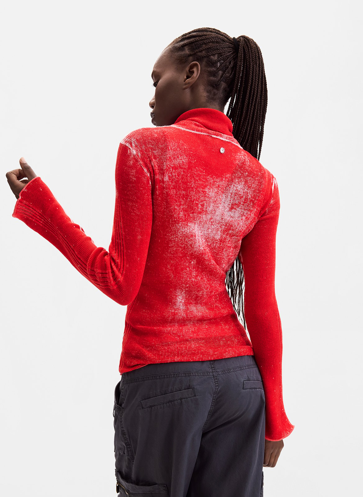 Trui met coltrui van katoen DESIGUAL Rood