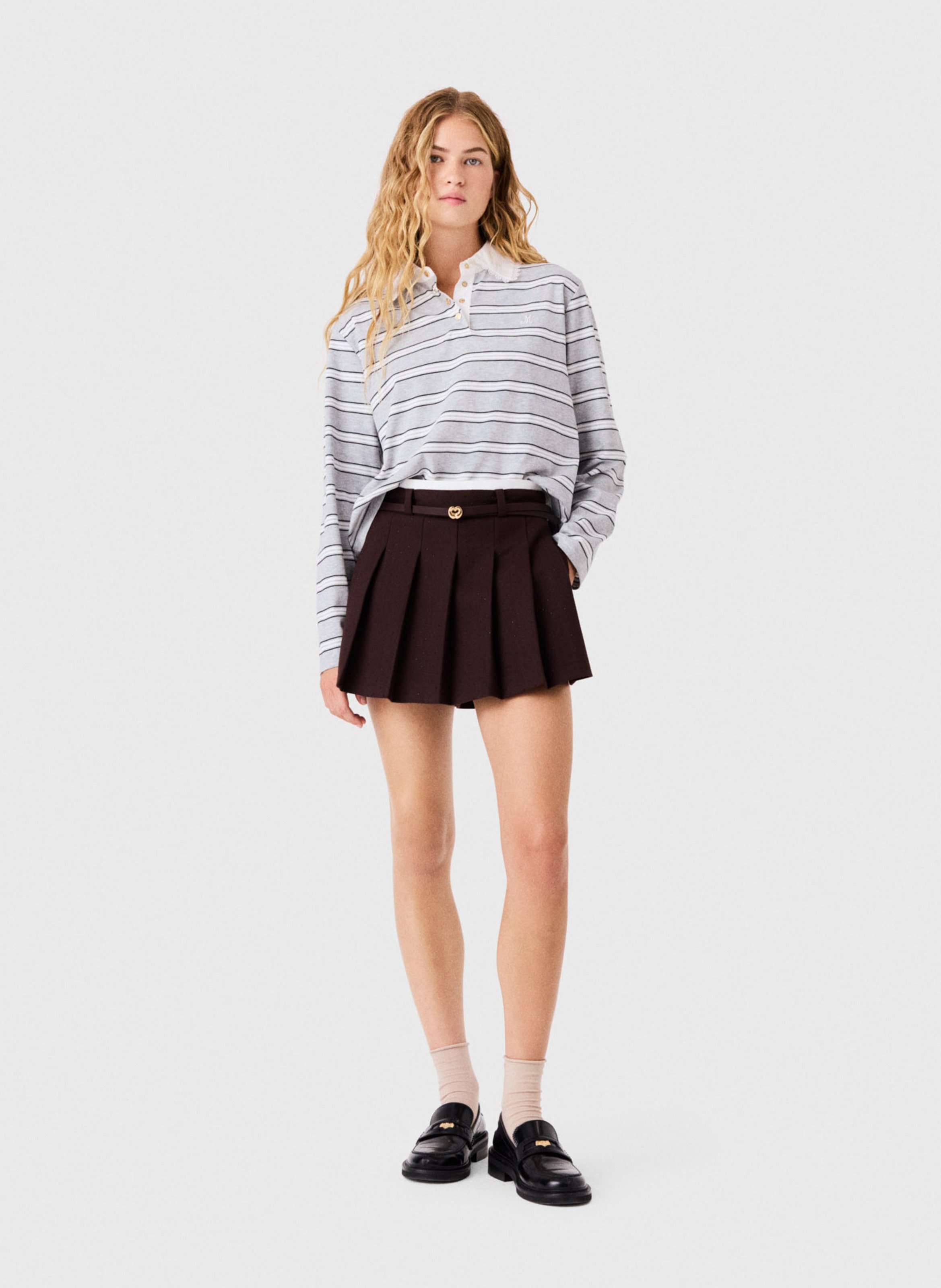 Oversized polo van katoenmix MAJE Grijs