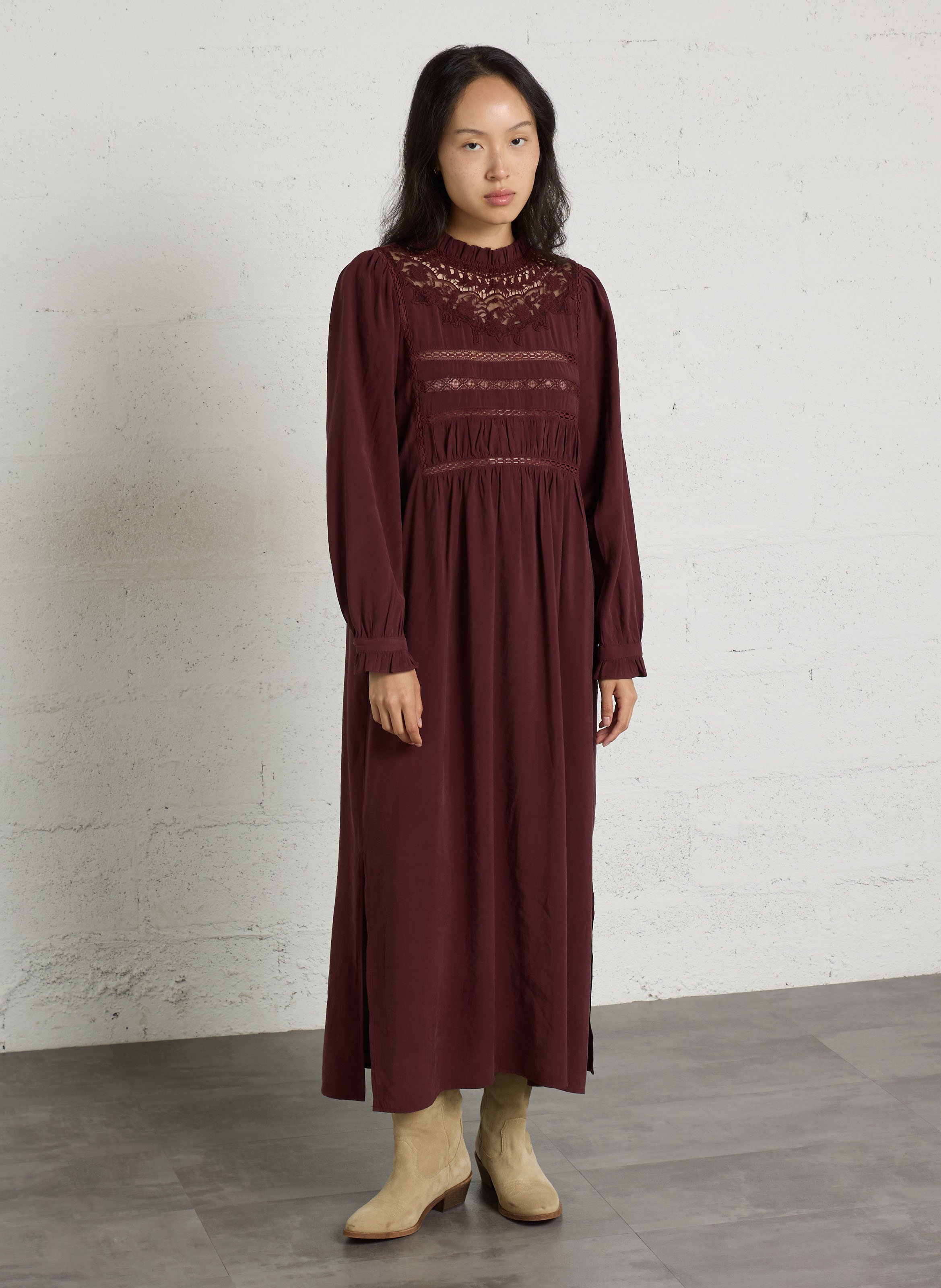 Robe longue brodée en coton mélangé  SEE U SOON Violet