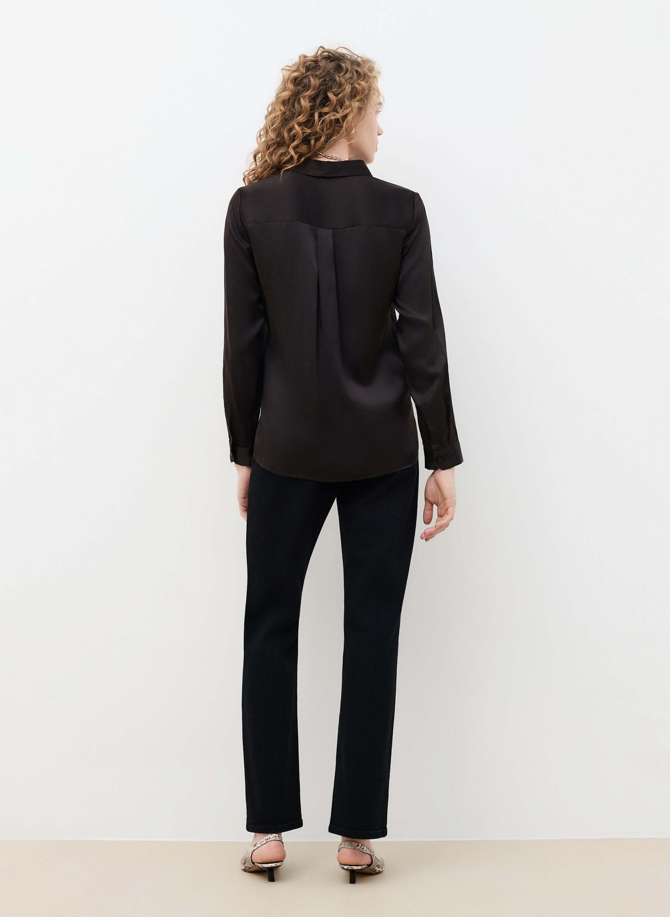 Seidenbluse mit klassischem Kragen CAROLL Braun