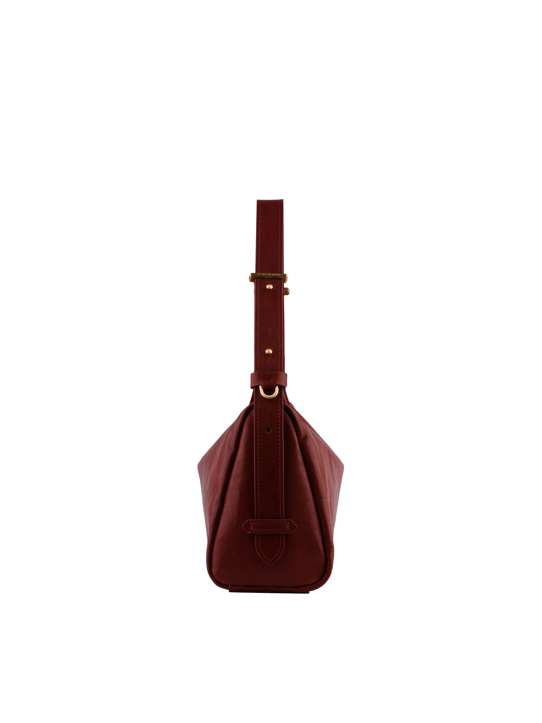 Shoulder bag in cowhide leather with aged leather effect POURCHET Red