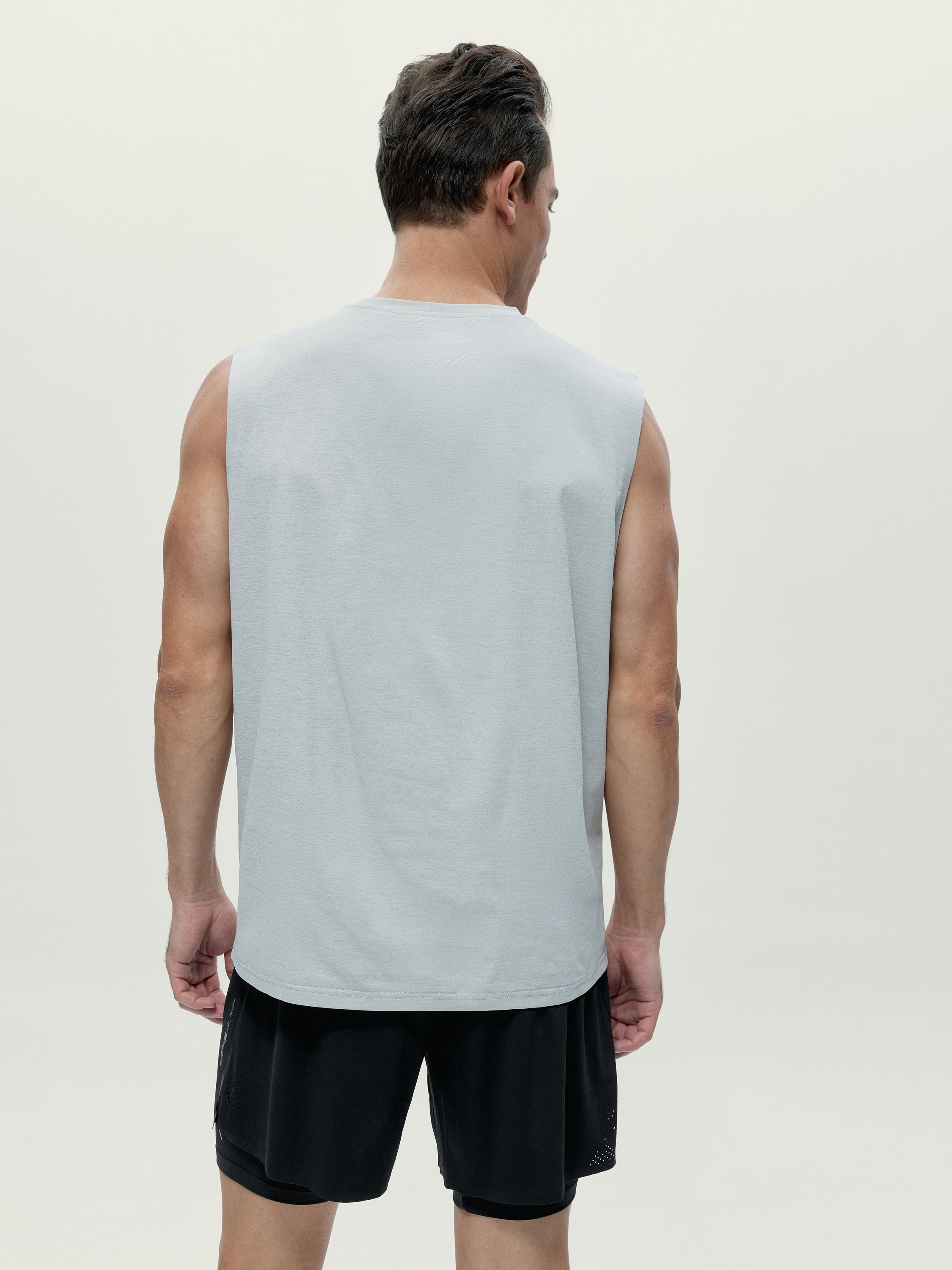 Men's sleeveless sports t-shirt by Daxon. BORN Grey