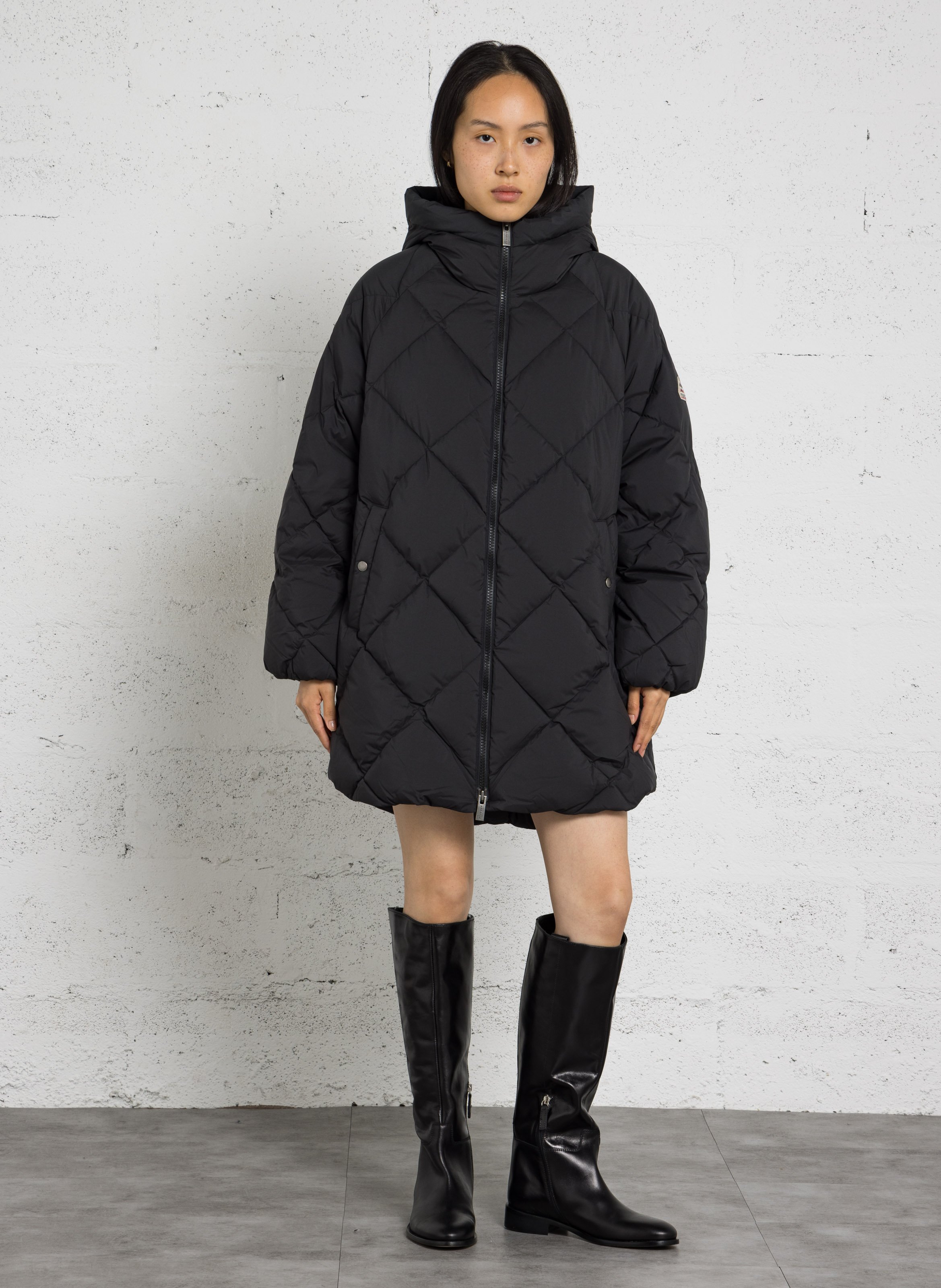 Long-sleeved quilted padded midi jacket PYRENEX Black