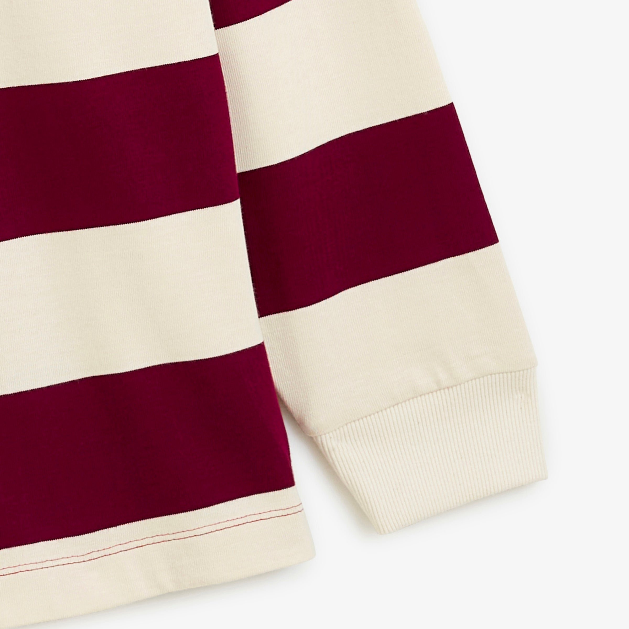 Striped long-sleeved rugby polo shirt with BLANCO BIARRITZ vine red embroidery SERGE BLANCO Red