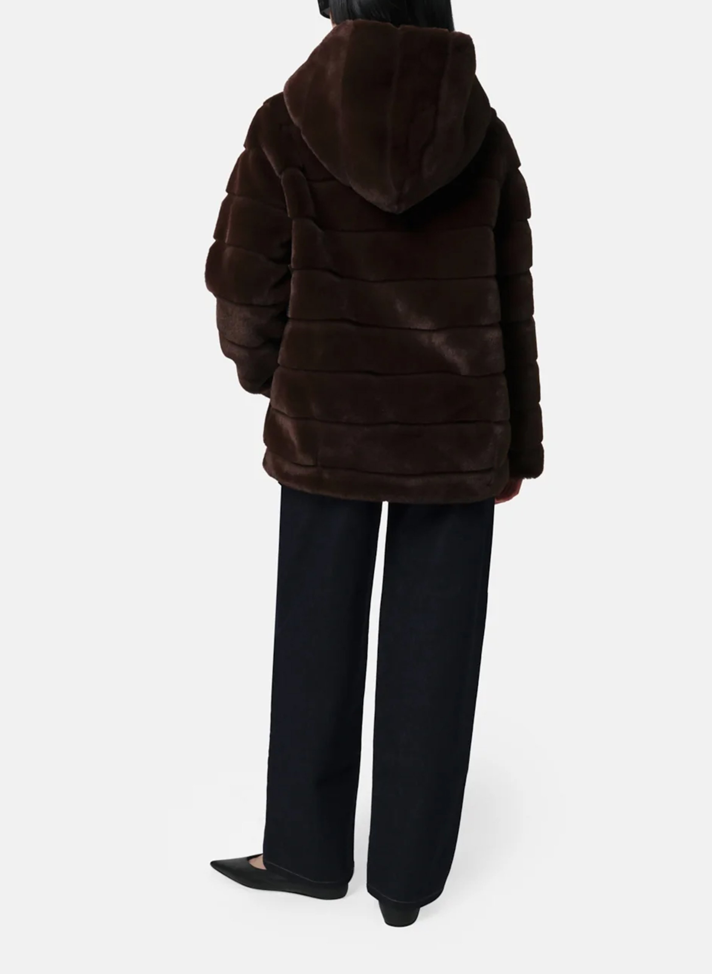 Ruime jas met capuchon en fakefur-effect APPARIS Bruin