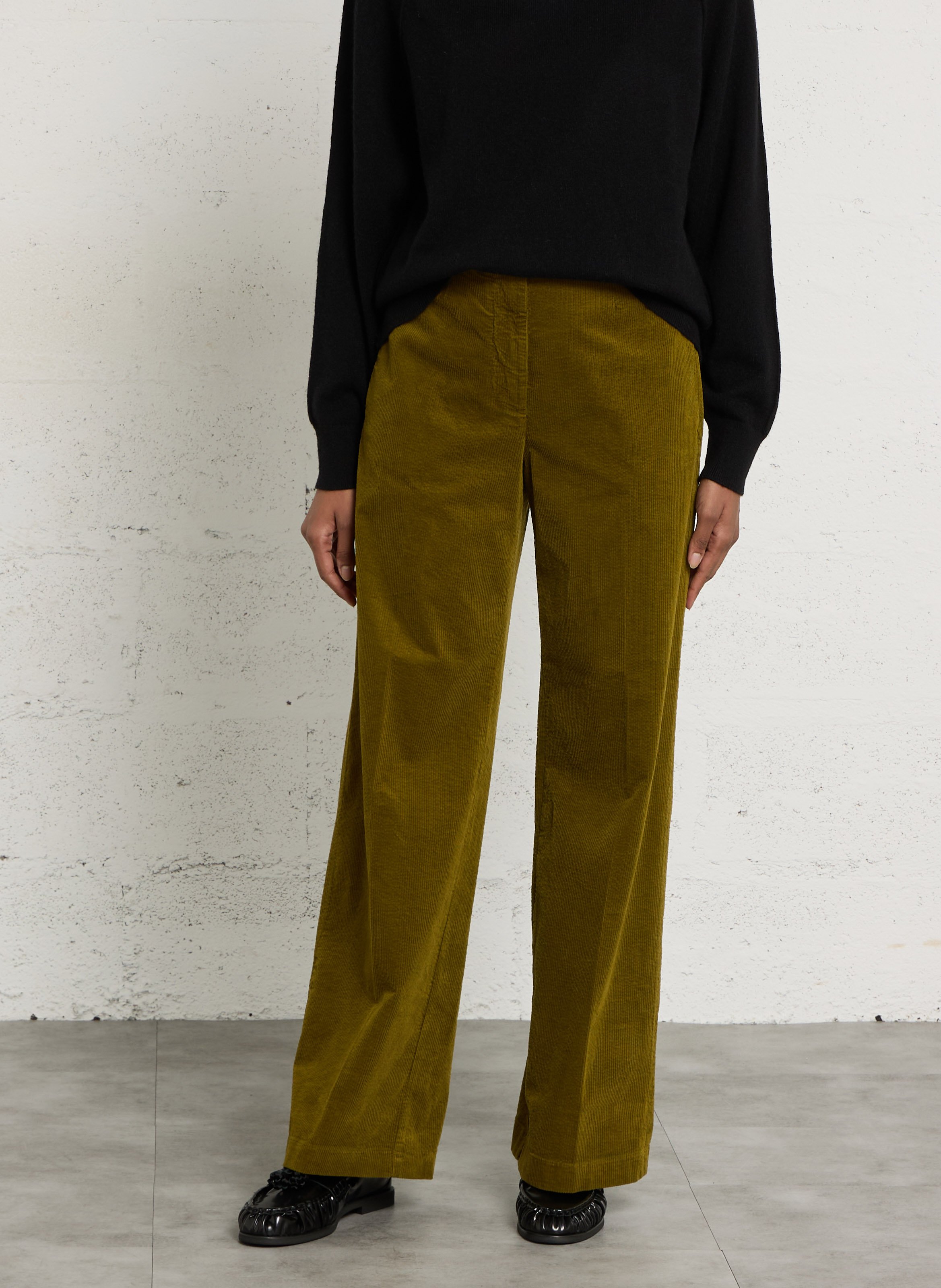 Wool- and cotton-mix straight-cut pants POMANDERE Green
