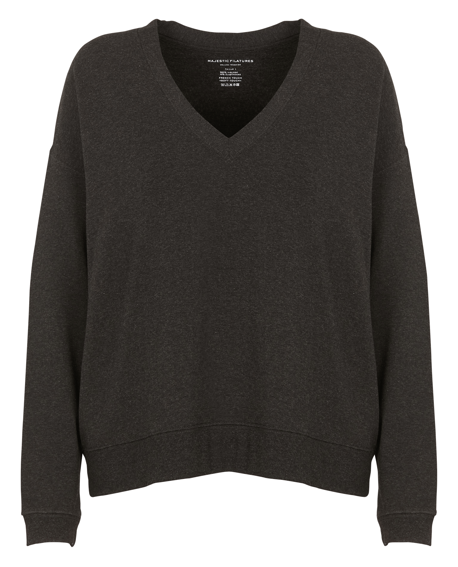 V-neck Sweatshirt Anthracite Chine Majestic Filatures - Women | Place des  Tendances