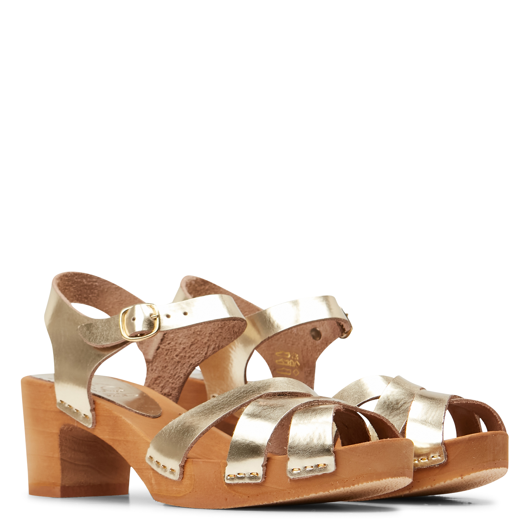 Hoge sandalen van glanzend leer BOSABO Goudkleurig