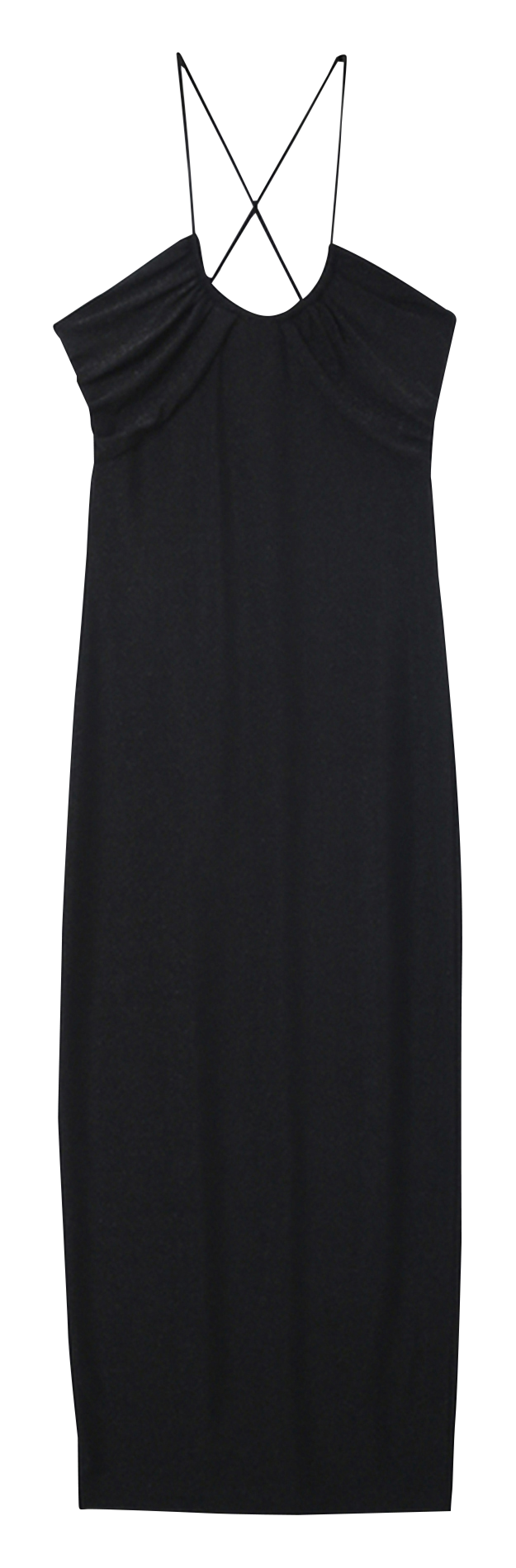 Fitted midi dress with criss-cross back in jersey Black