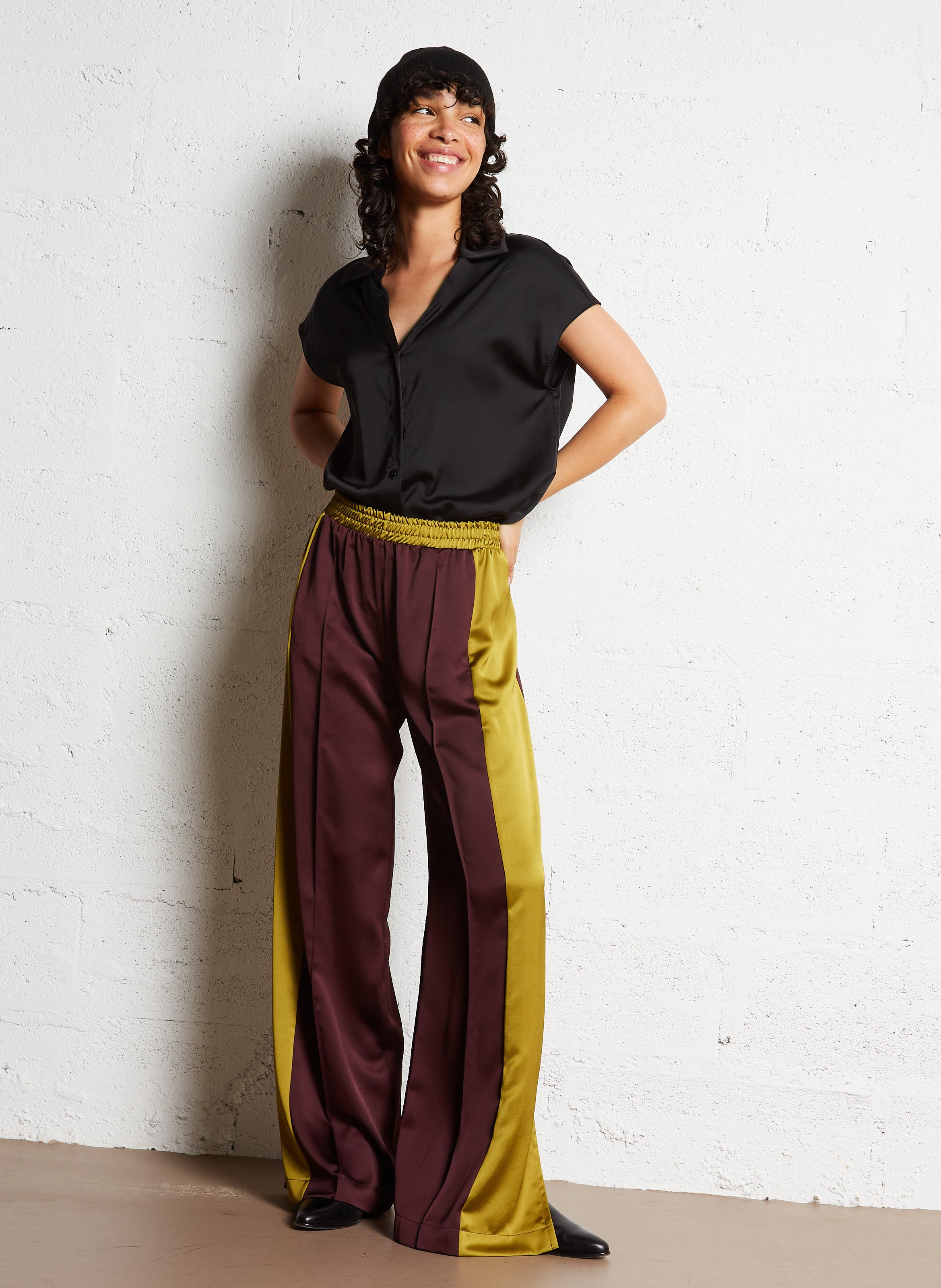 Wide-leg satin effect pants IMPERIAL Red