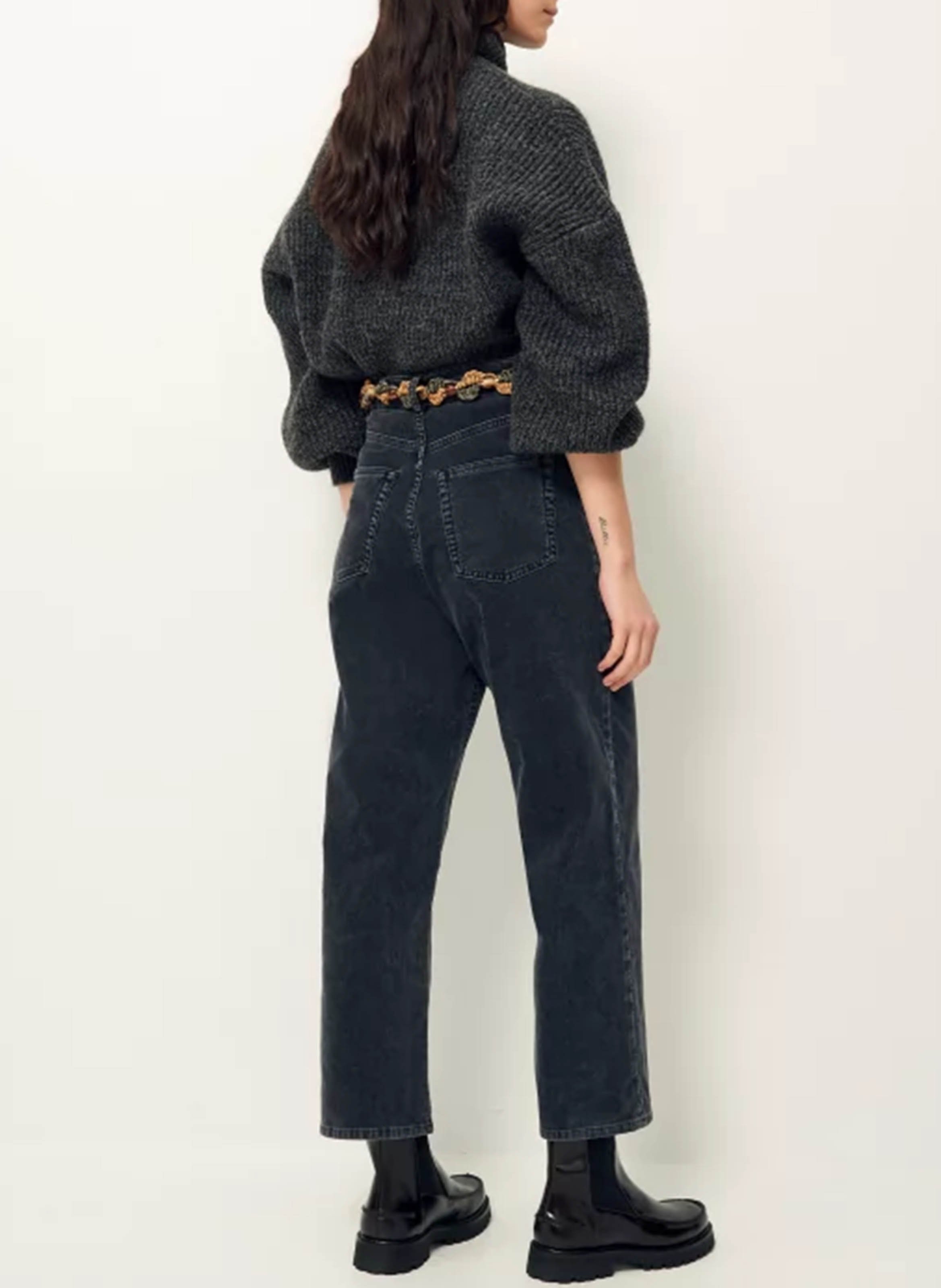 High-waisted straight-leg trousers in blended organic cotton SESSUN Grey