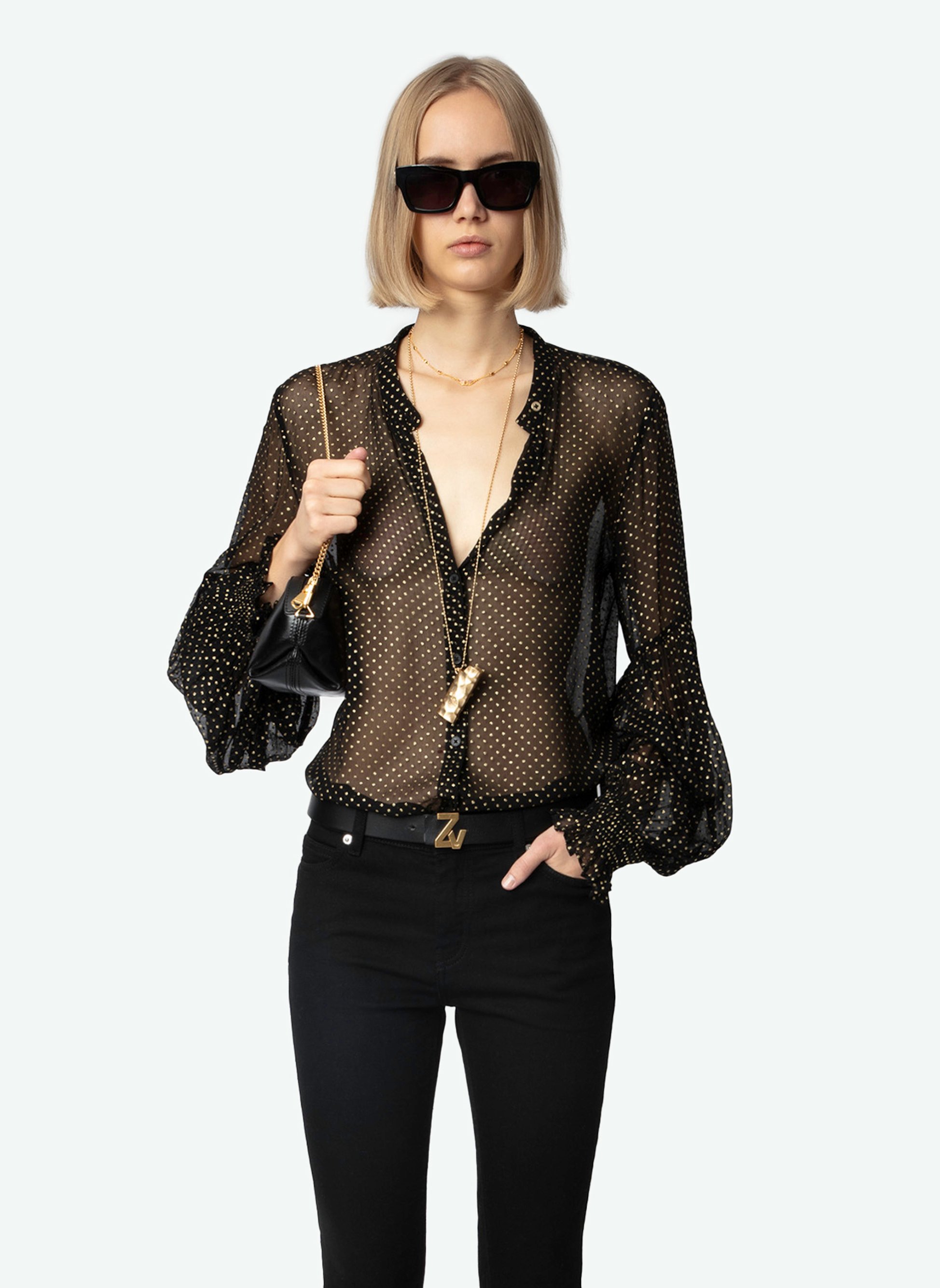 Chemise transparente ?� pois Tandy Noir Zadig&Voltaire - Femme WWSH00582 | Place des Tendances
