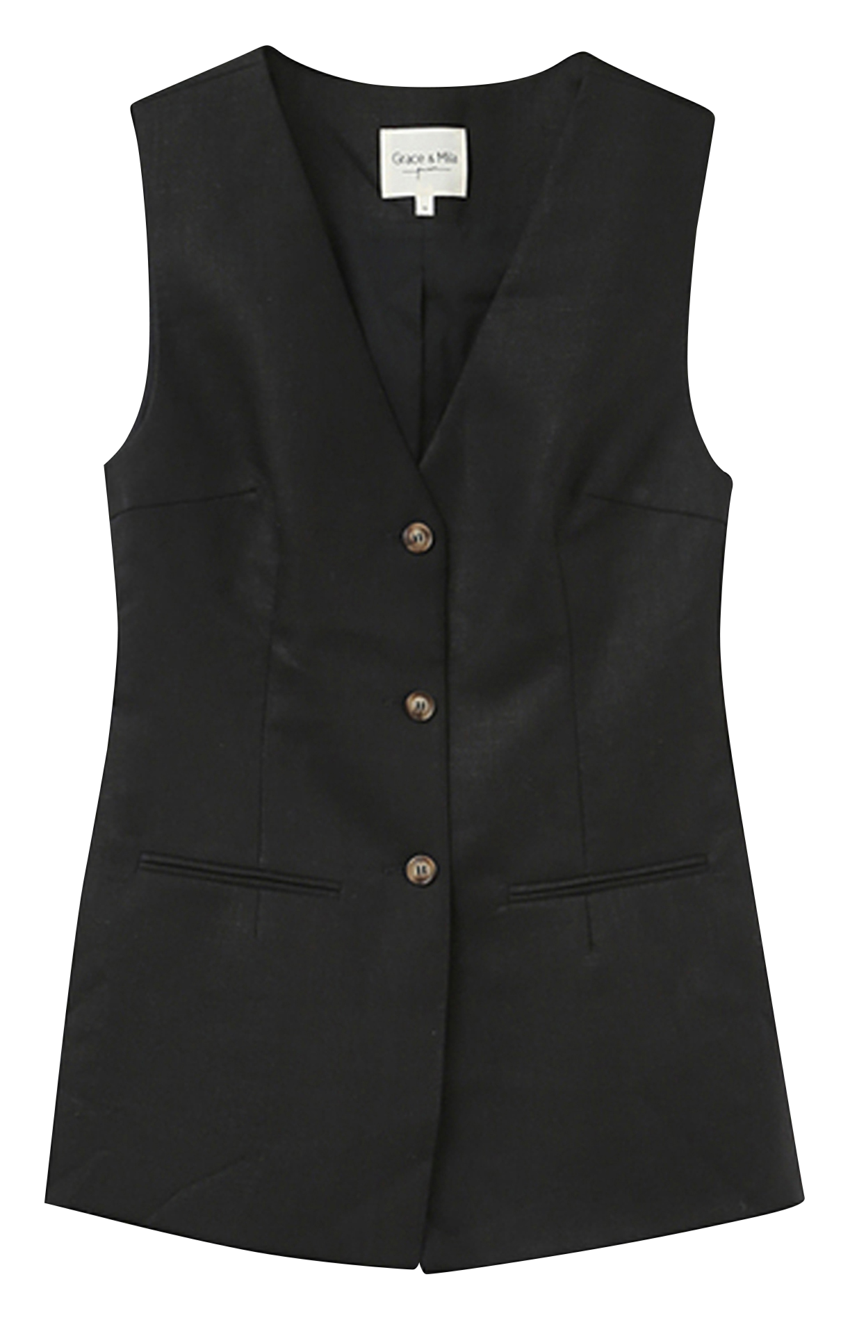 Linen-blend tailored cardigan Black
