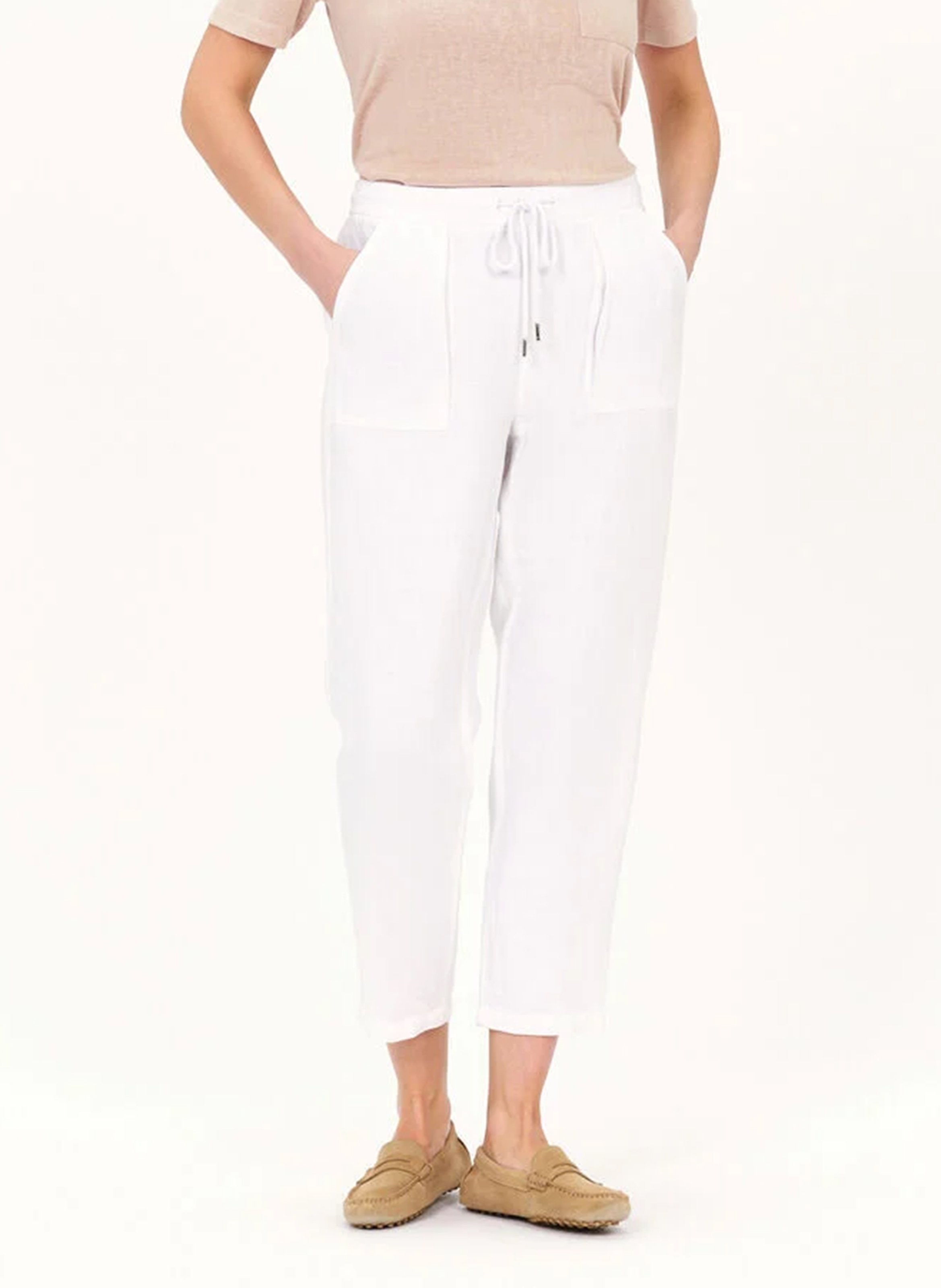 Straight-leg cotton and linen pants CAROLL