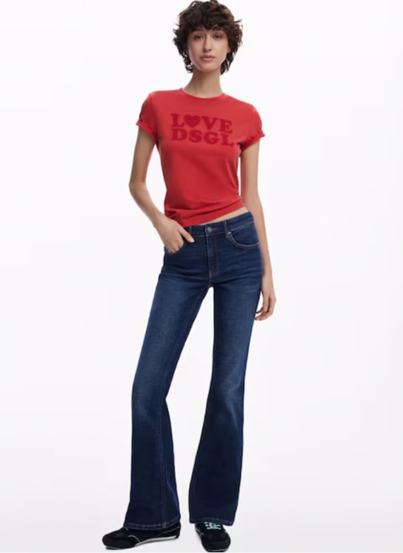 Jean flare en coton mélangé Bleu Desigual Femme Place des