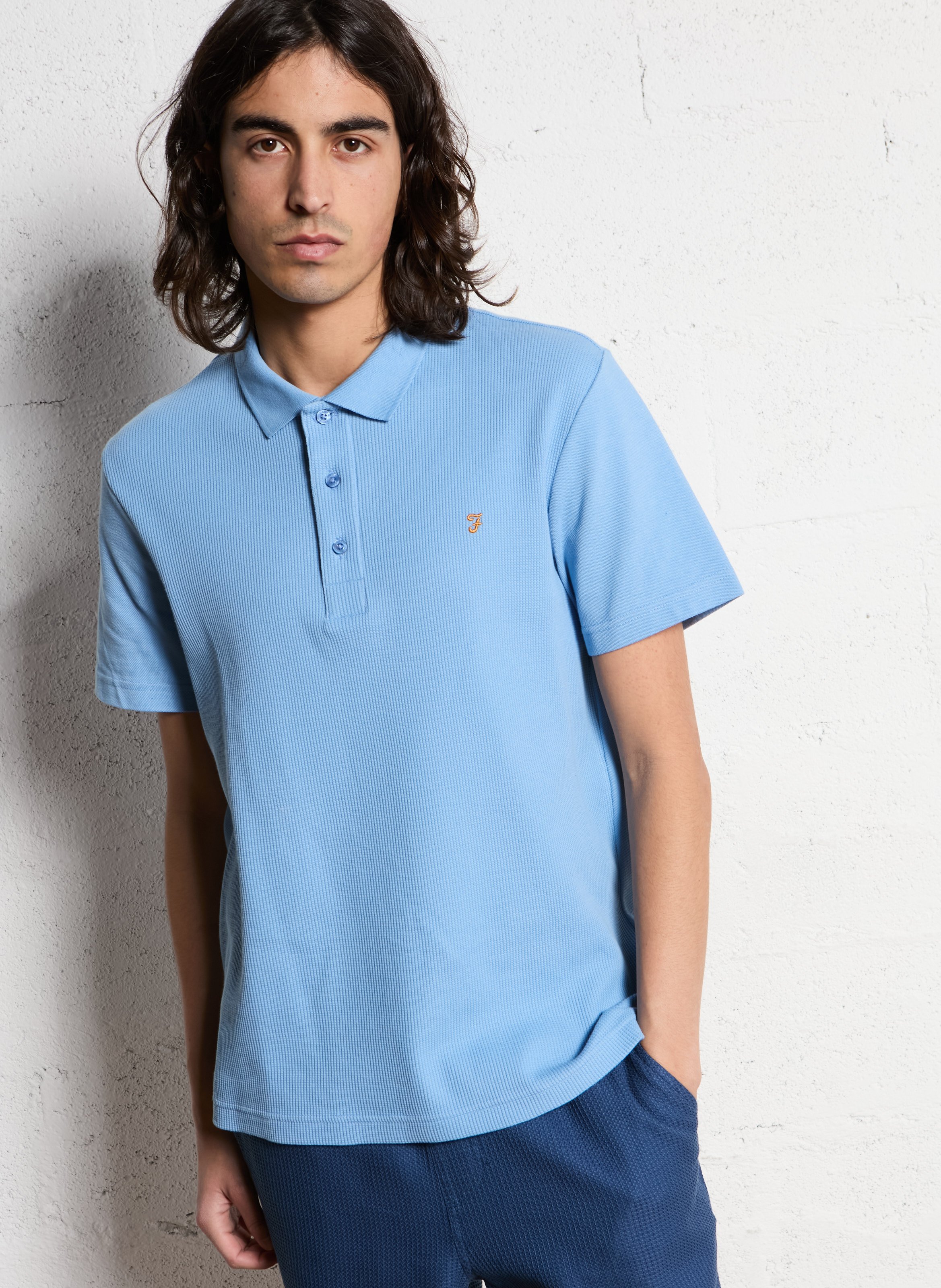 Straight stretch organic cotton polo FARAH Blue