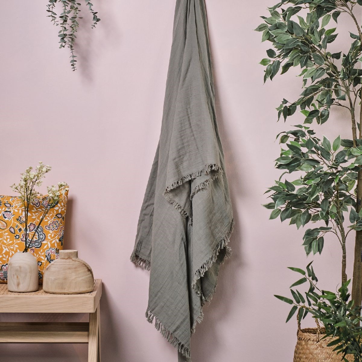 Solid color cotton gauze scarf TODAY LINGE DE MAISON Green