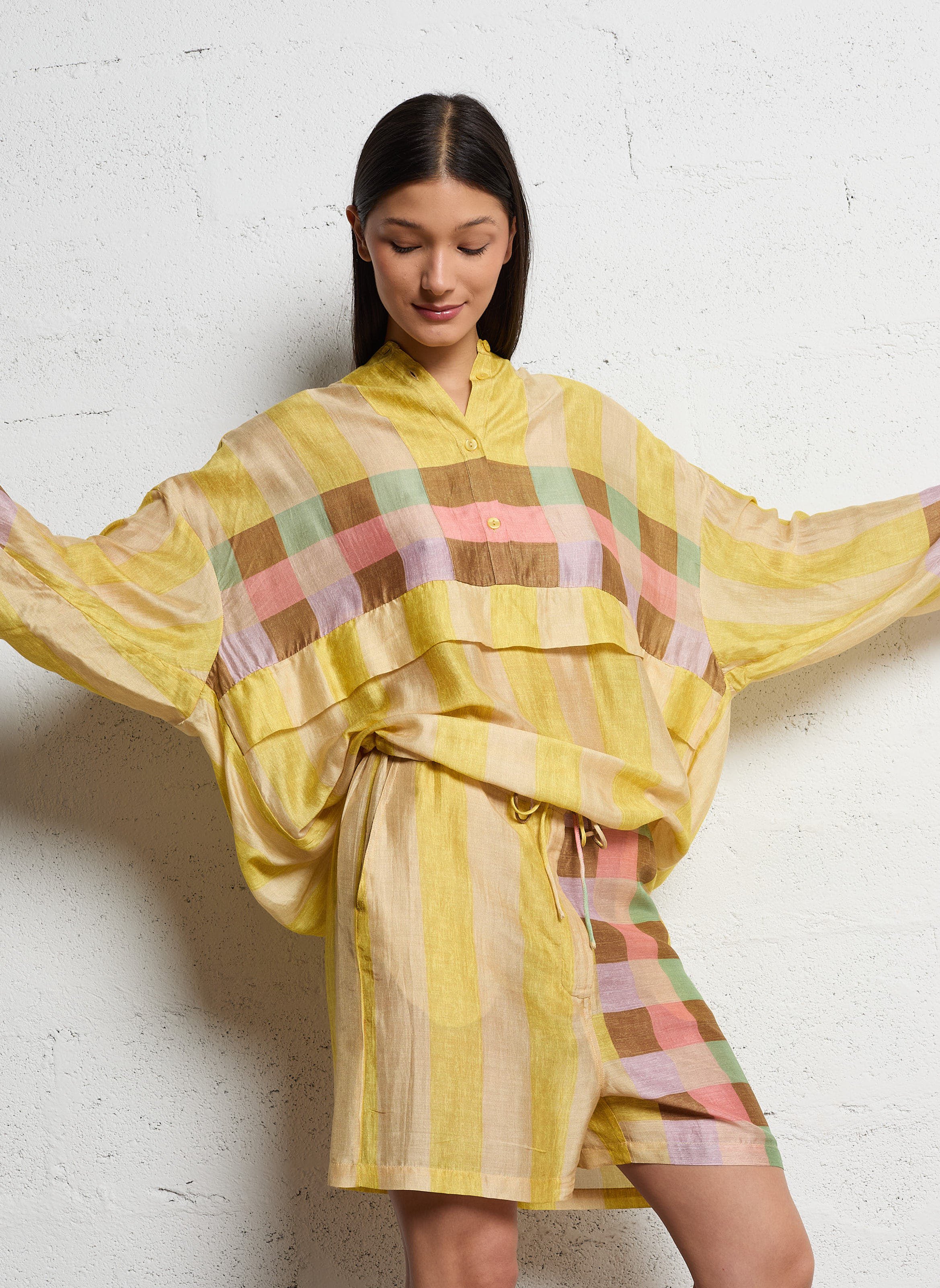 Printed shirt with Mandarin collar MES DEMOISELLES Multicolored