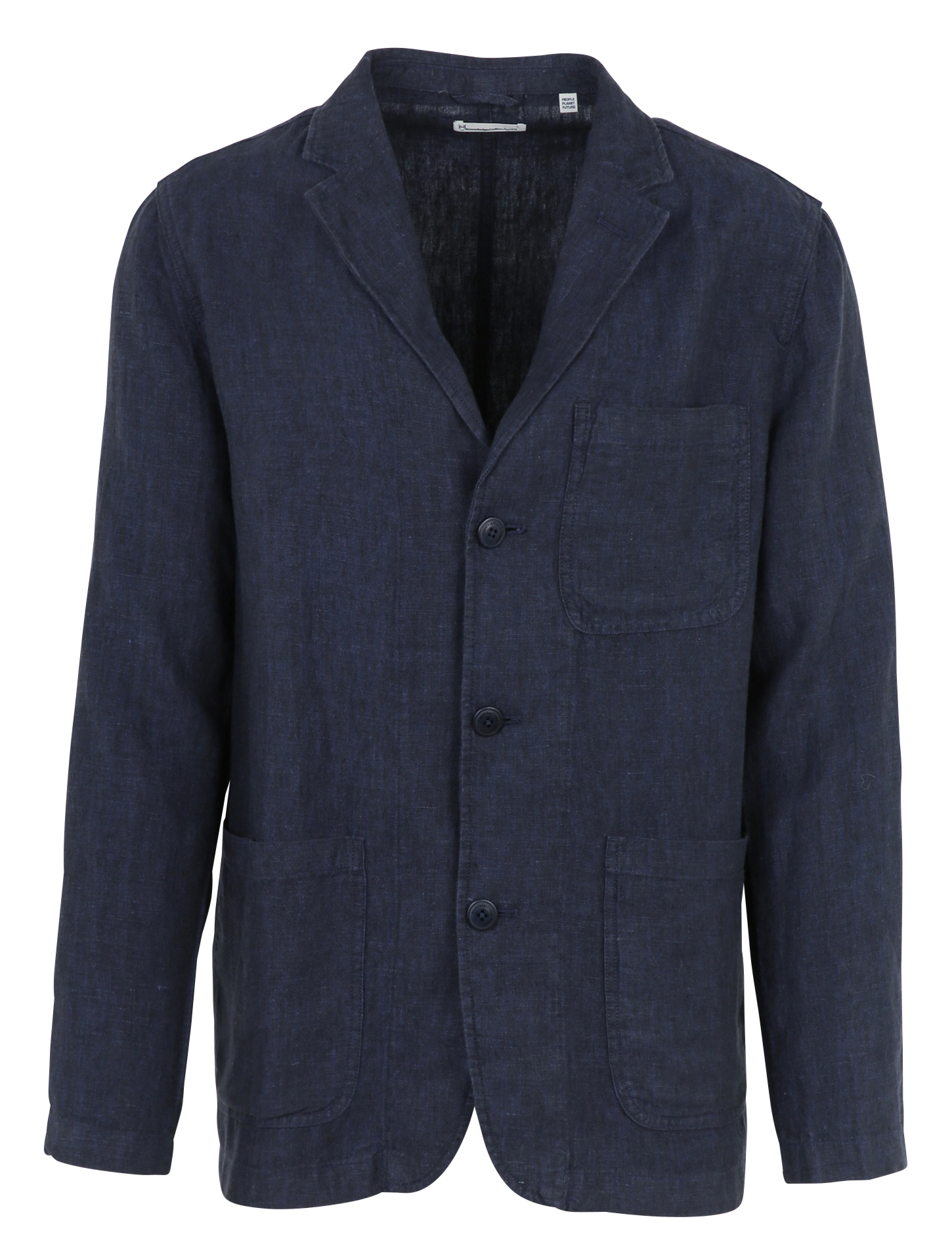 Veste de tailleur droite en lin bio KNOWLEDGE COTTON APPAREL Bleu