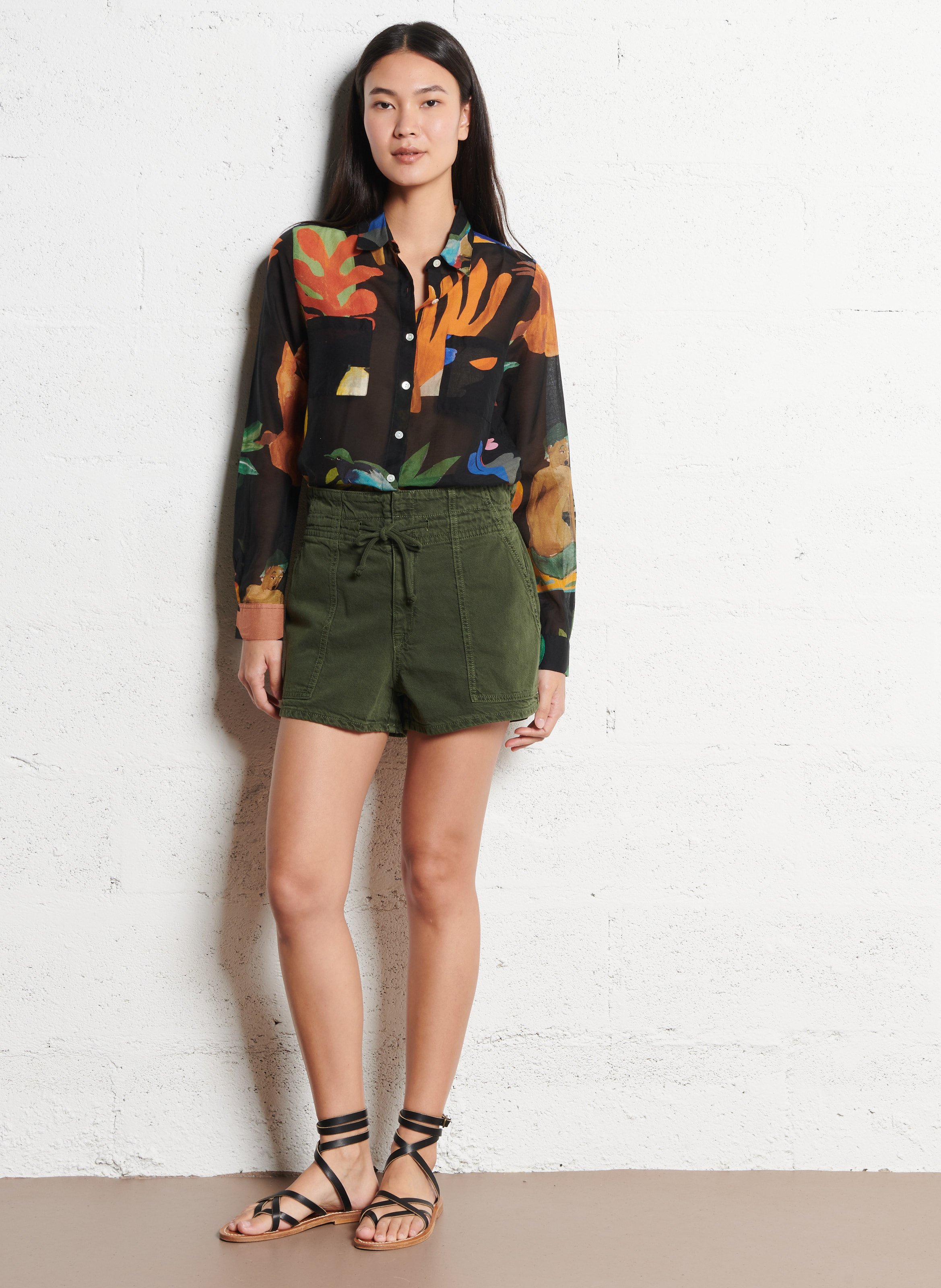 Gerade geschnittenes Hemd aus Baumwoll-Mix mit klassischem Kragen G.KERO Schwarz