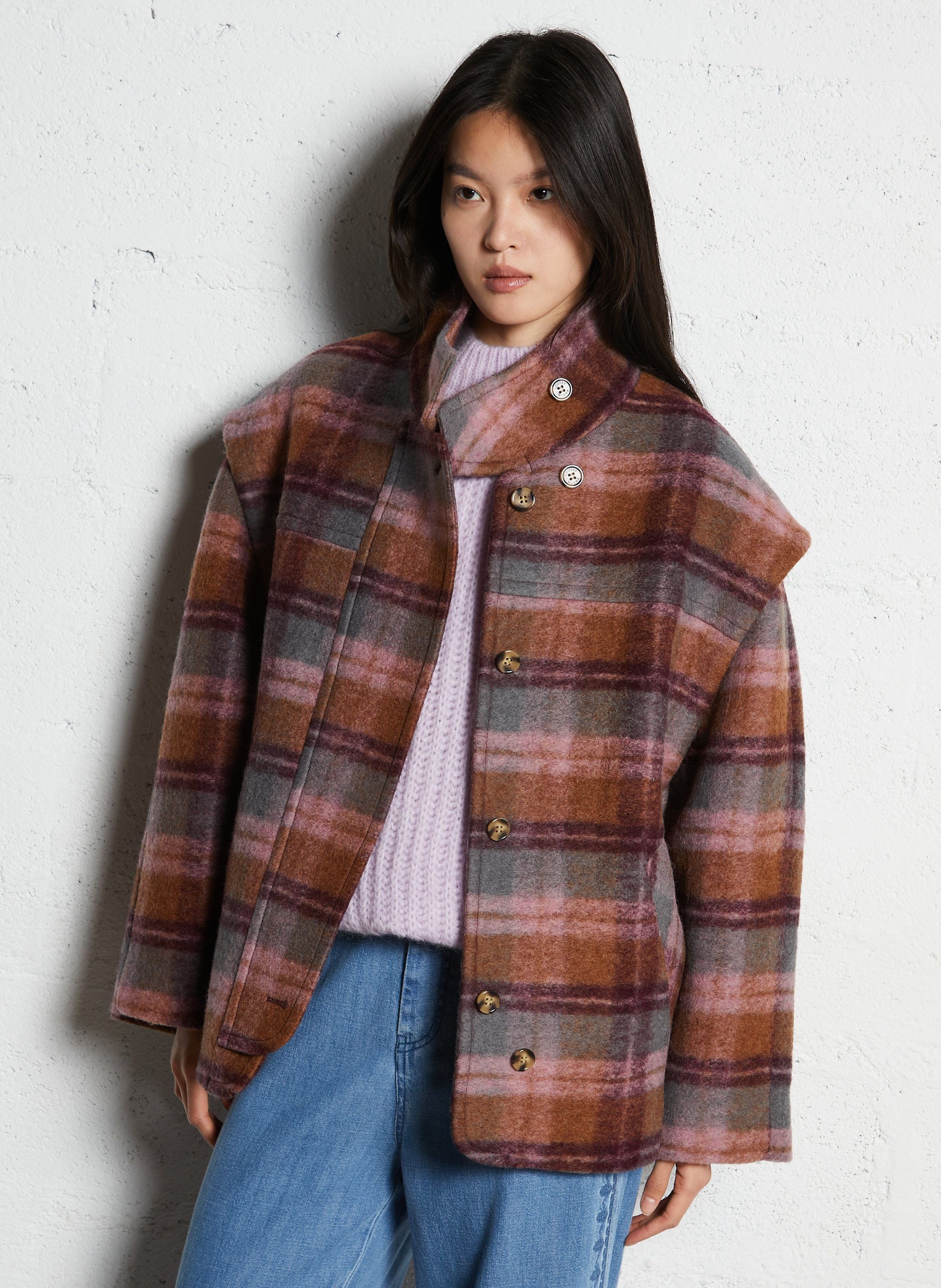 Manteau oversize en laine mélangée Marron