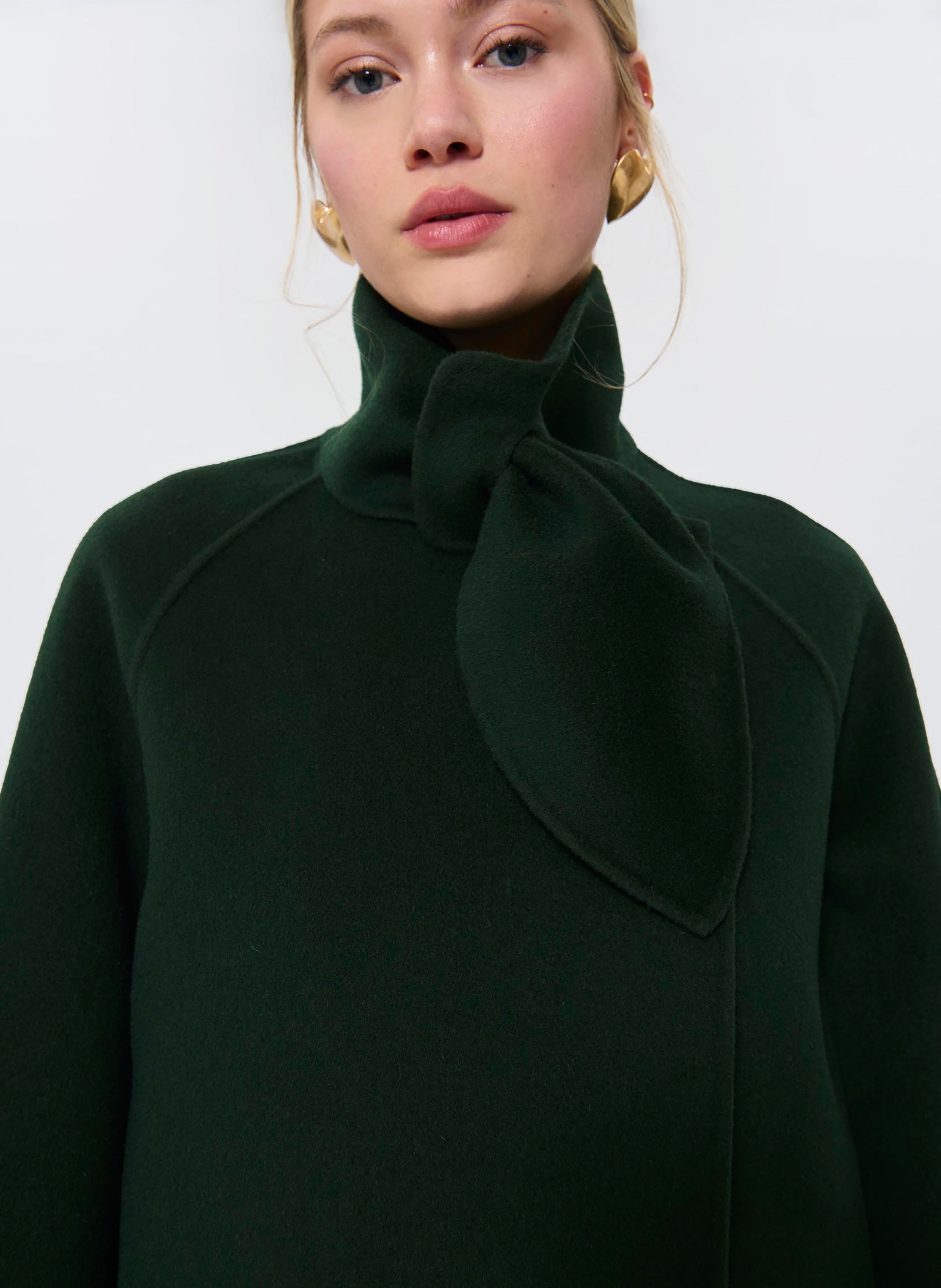 Cappotto dritto collo alto in lana mélange TARA JARMON Verde