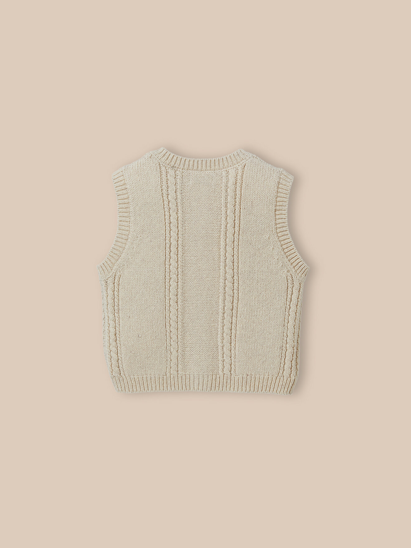 Embroidered Sleeveless Wool Vest CYRILLUS White