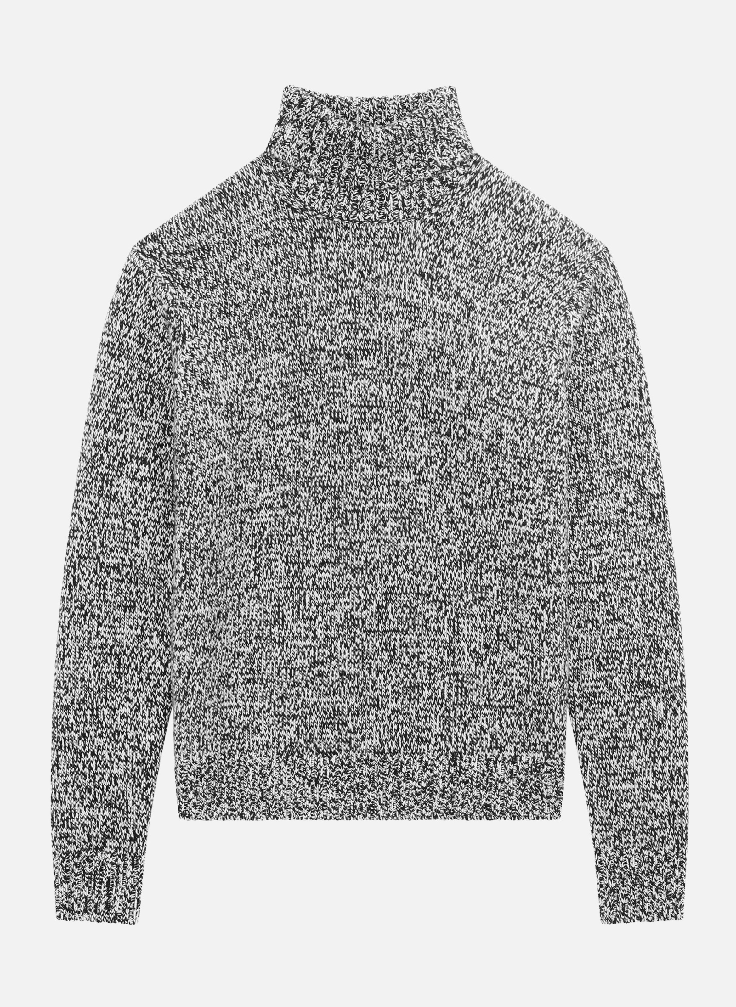 Melange roll-neck sweater Black