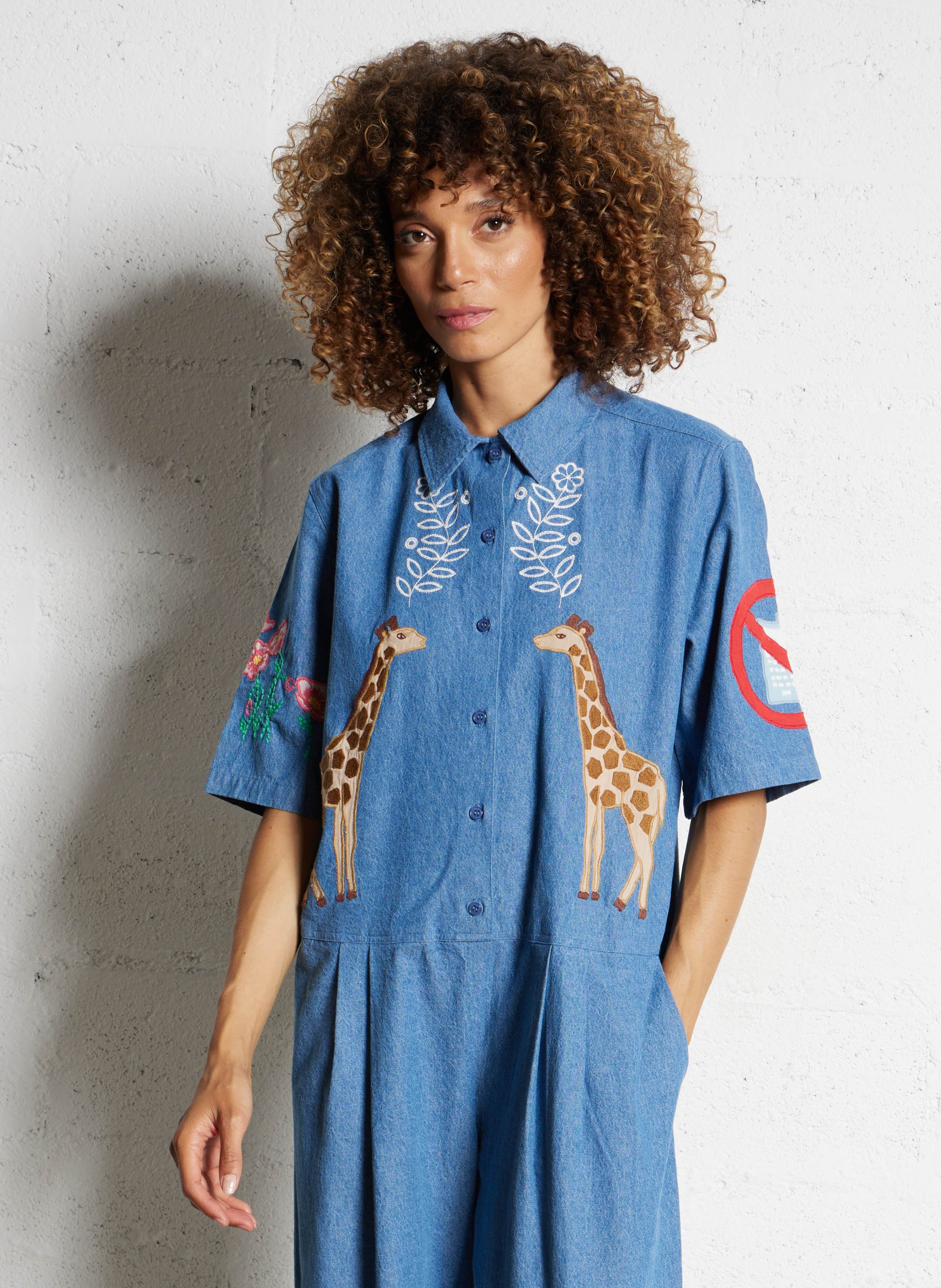 Combinaison col classique en coton STELLA NOVA Bleu