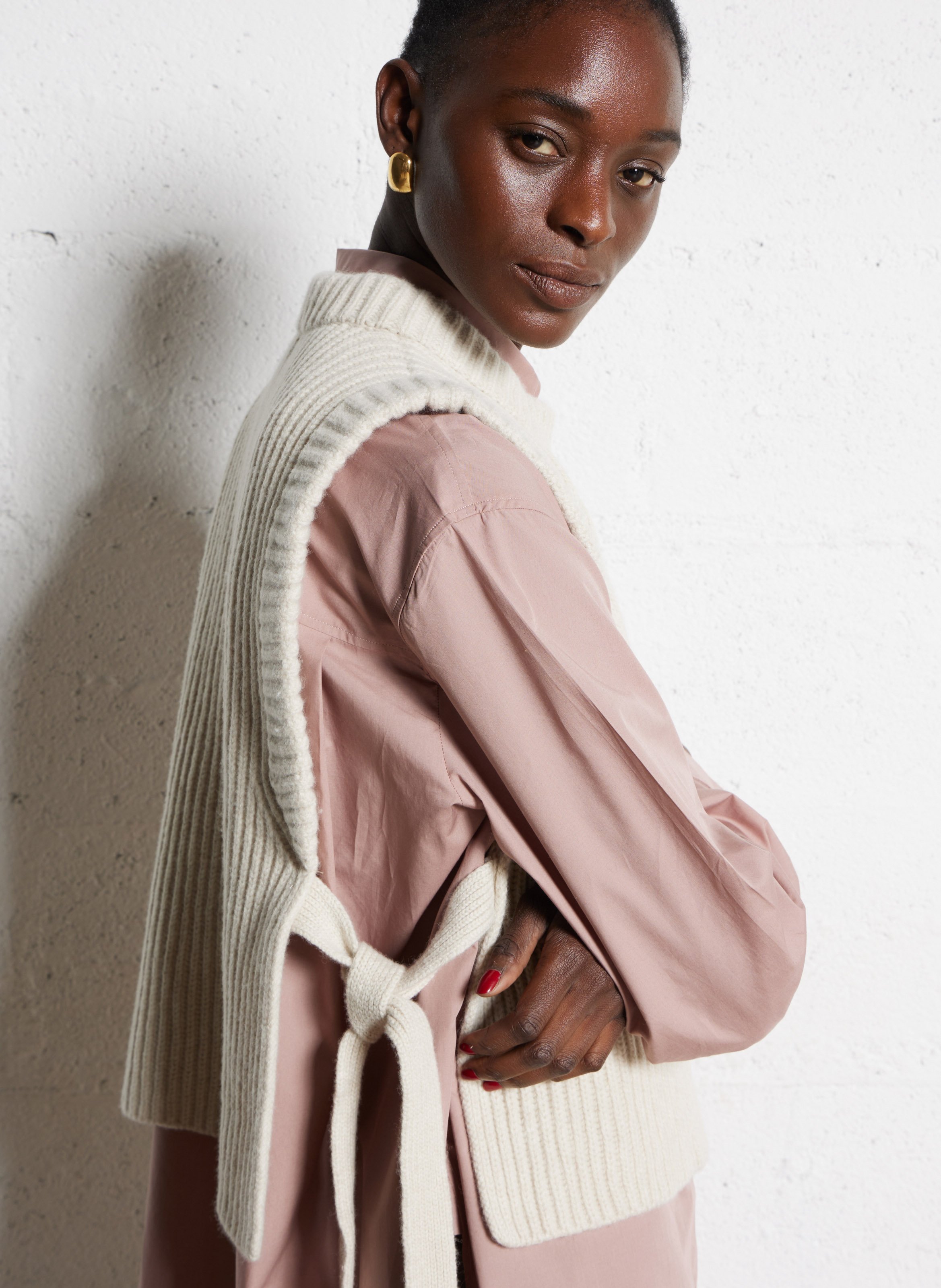 Plastron col rond en laine SOEUR Beige