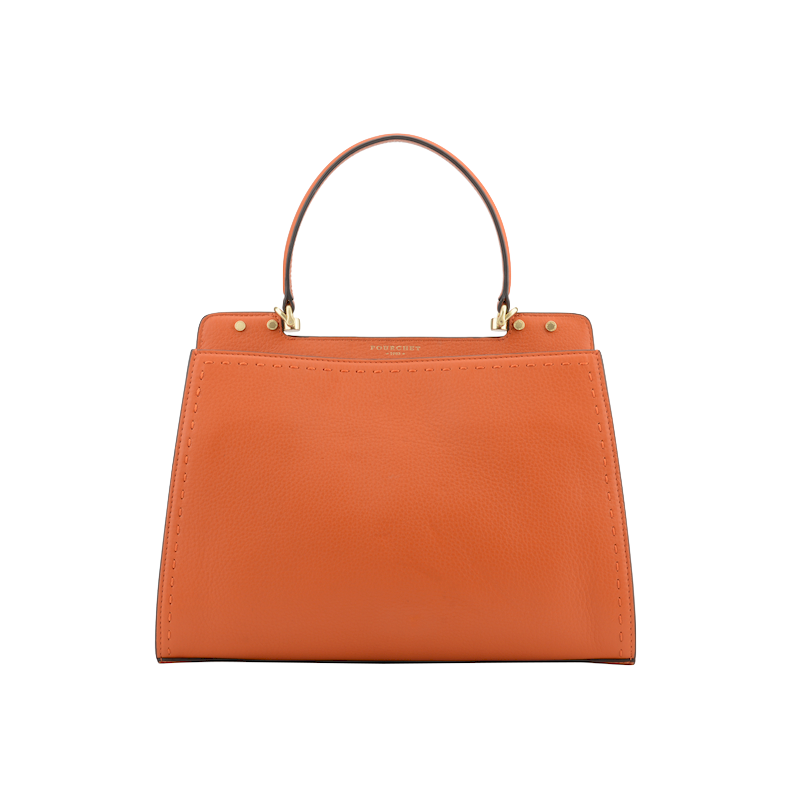 Handbag - cowhide leather POURCHET Orange