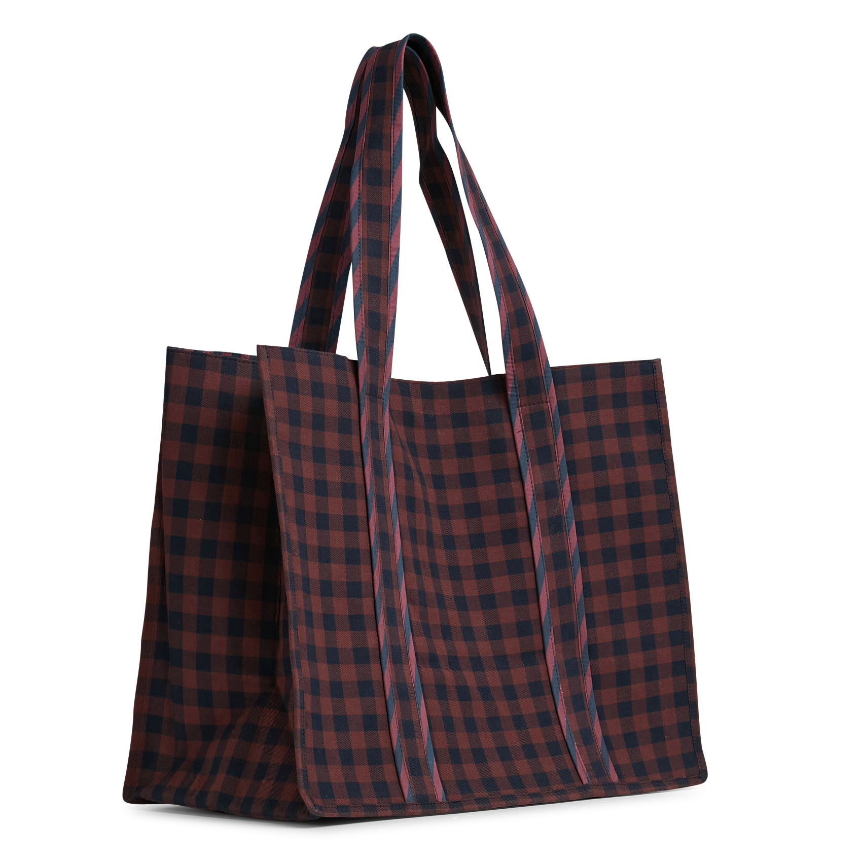 Checked cotton tote bag PETITE MENDIGOTE Brown