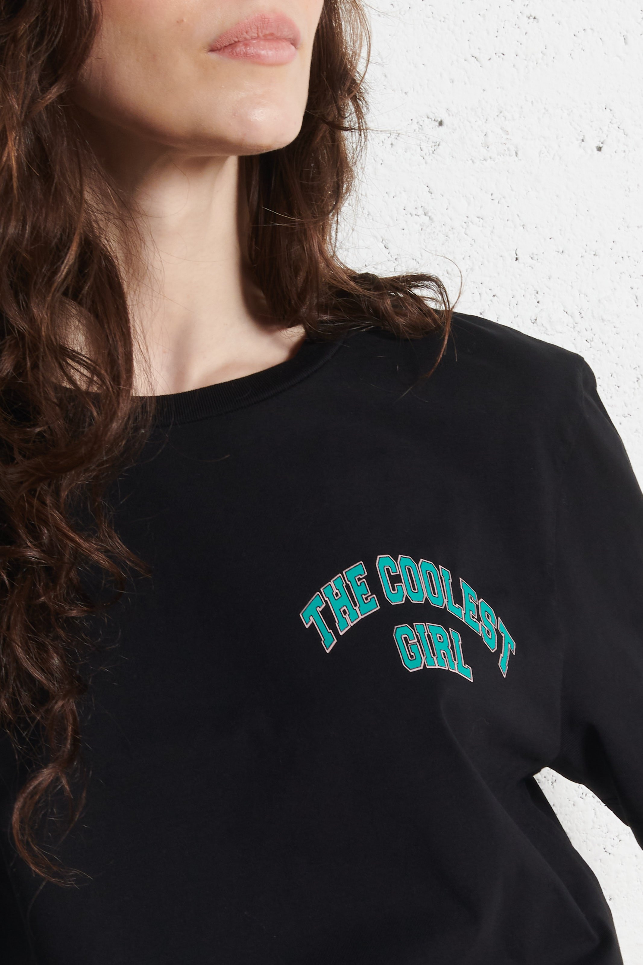 Tee-shirt droit col rond en coton BERENICE Noir