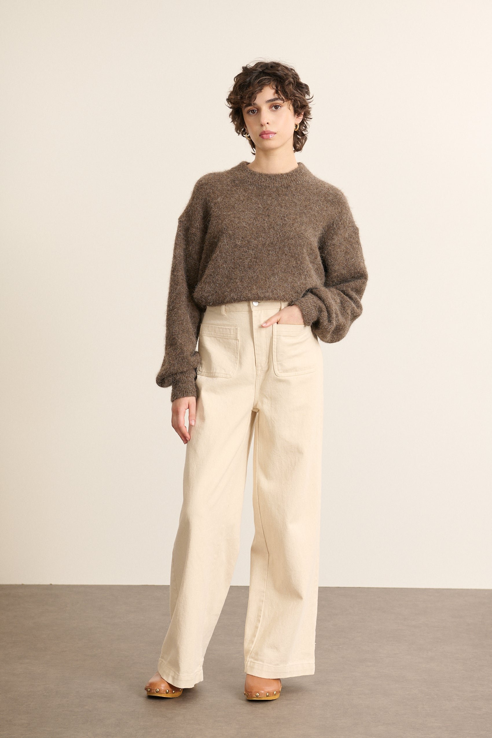 Oversized alpaca wool sweater GARANCE PARIS Brown