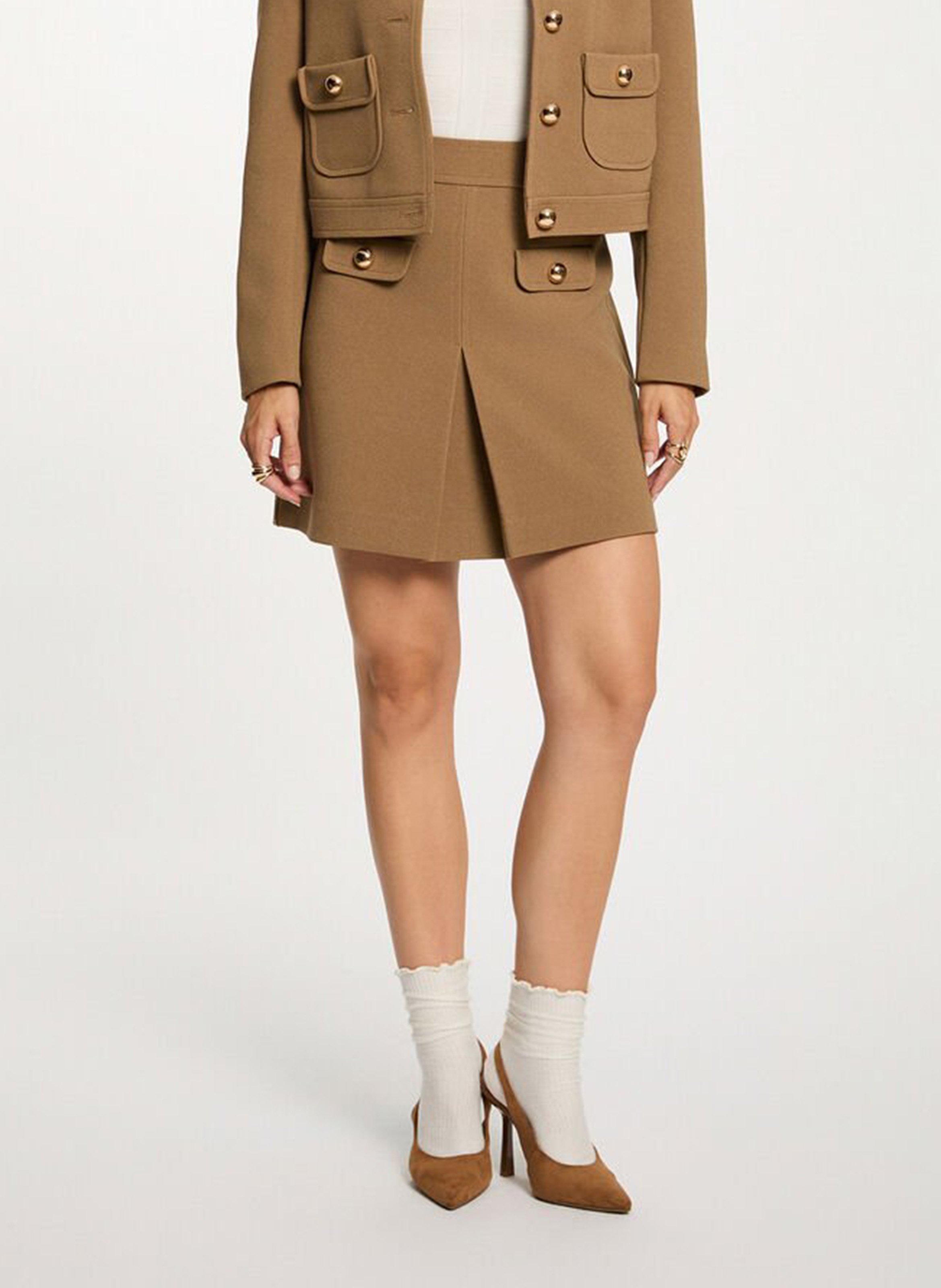 Jupe courte taille haute MORGAN Beige