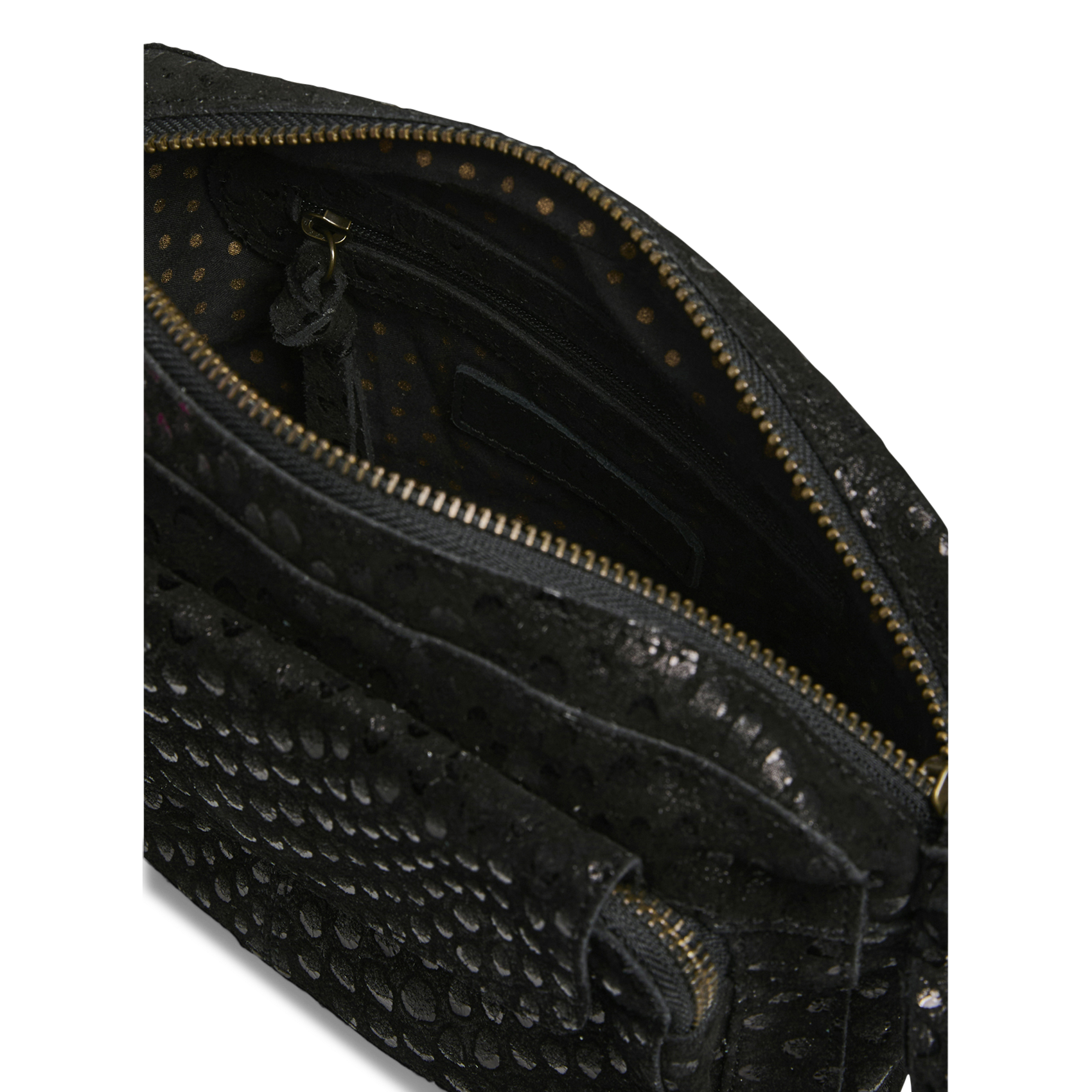 Shiny jacquard leather crossbody bag PIECES Black