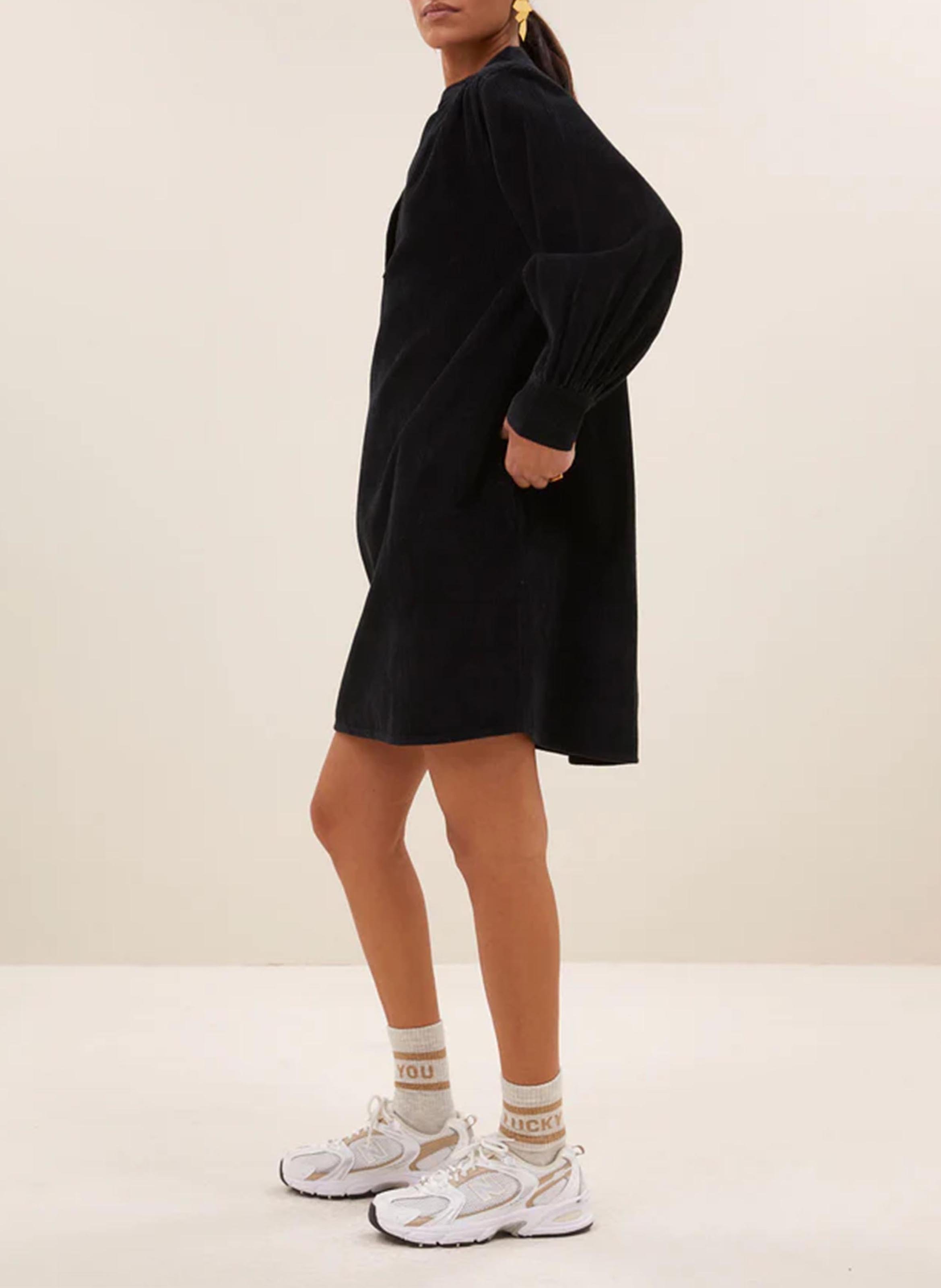 Short ribbed dress with Tunisian collar BY BAR Blue