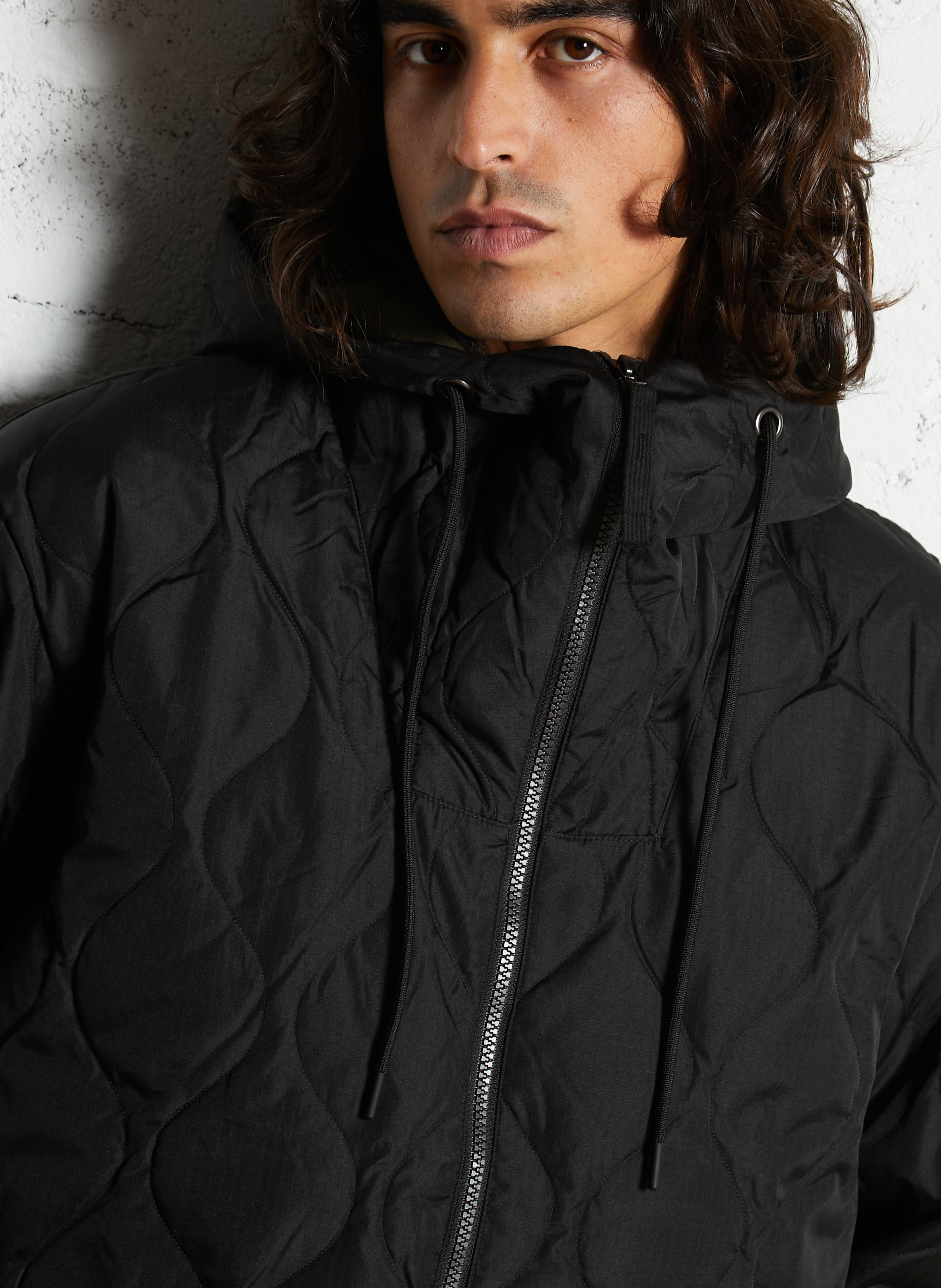 Oversized hooded jacket with high neck TAION Black