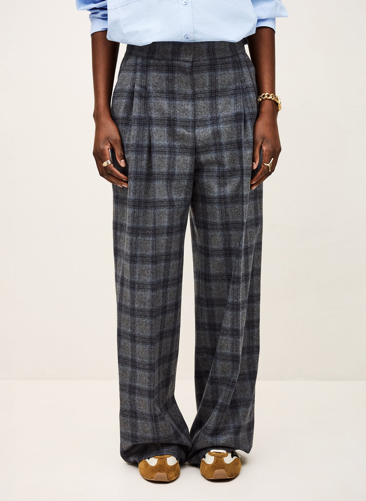 Straight-fit broek van wolmix BA&SH Blauw