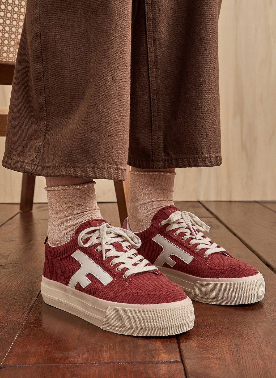 Sneaker mit Rippveloursleder-Optik FAGUO Rot