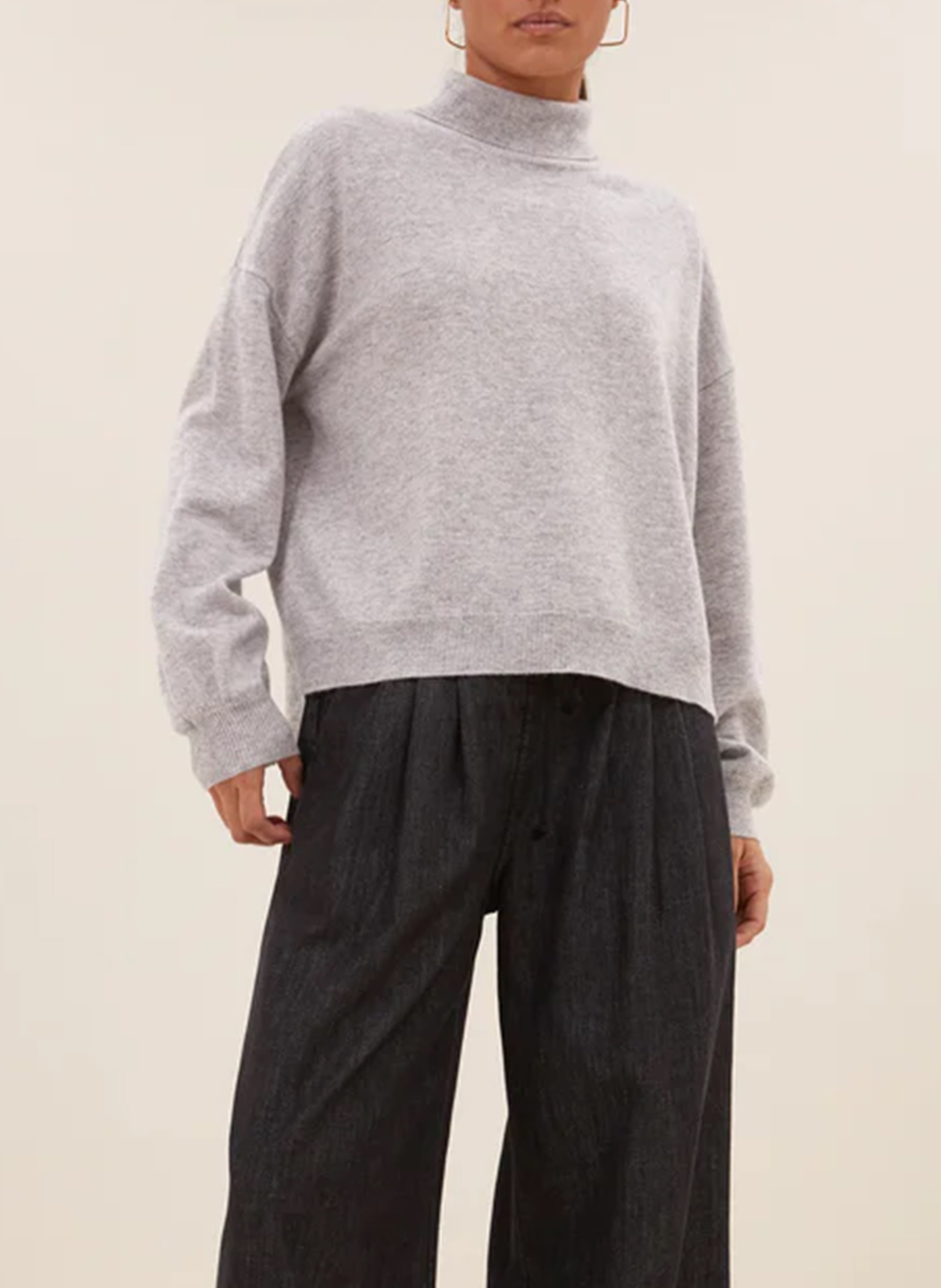 Oversize polo neck wool sweater BY BAR Grey