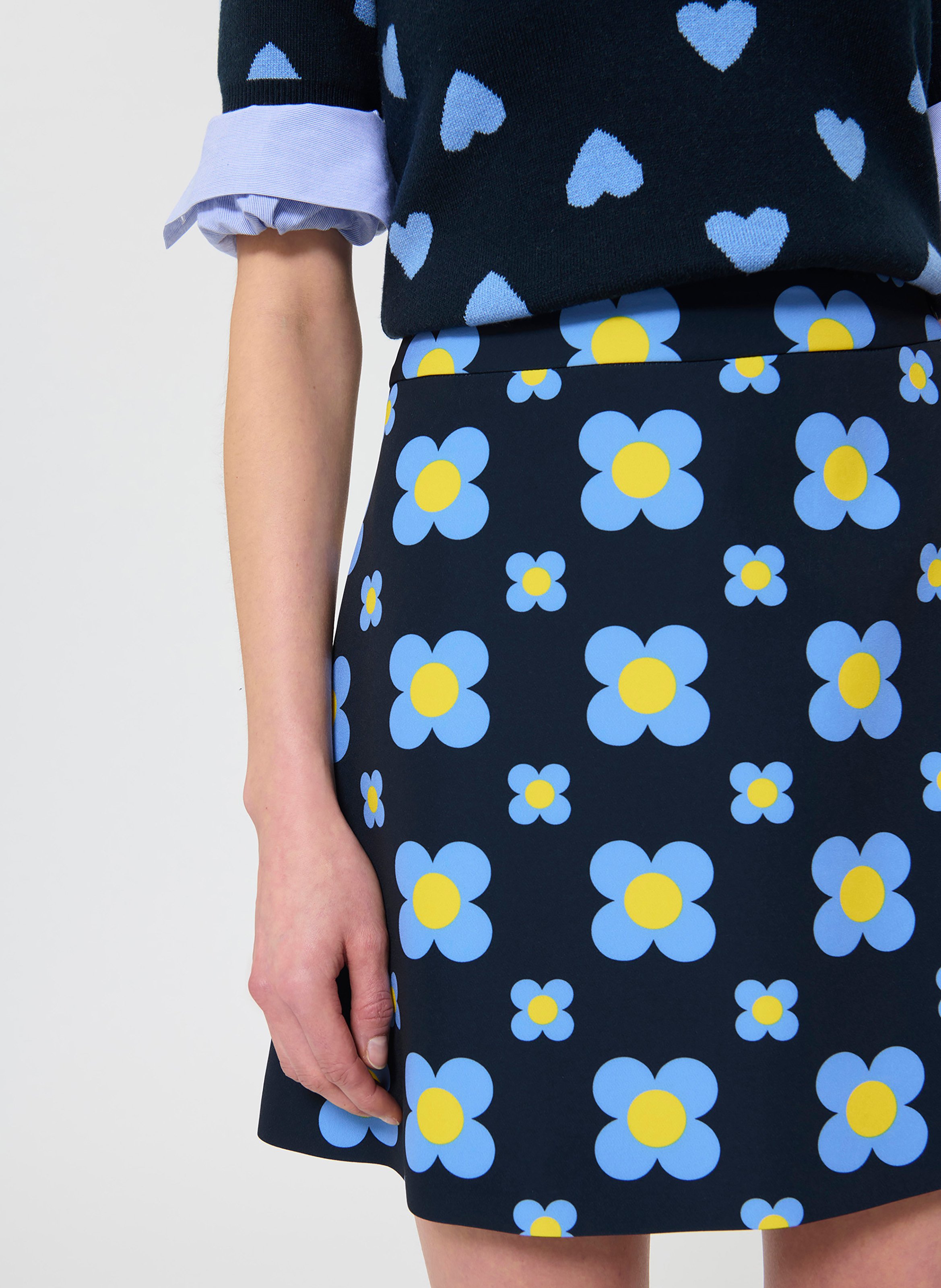 Short printed dress with classic collar TARA JARMON Blue