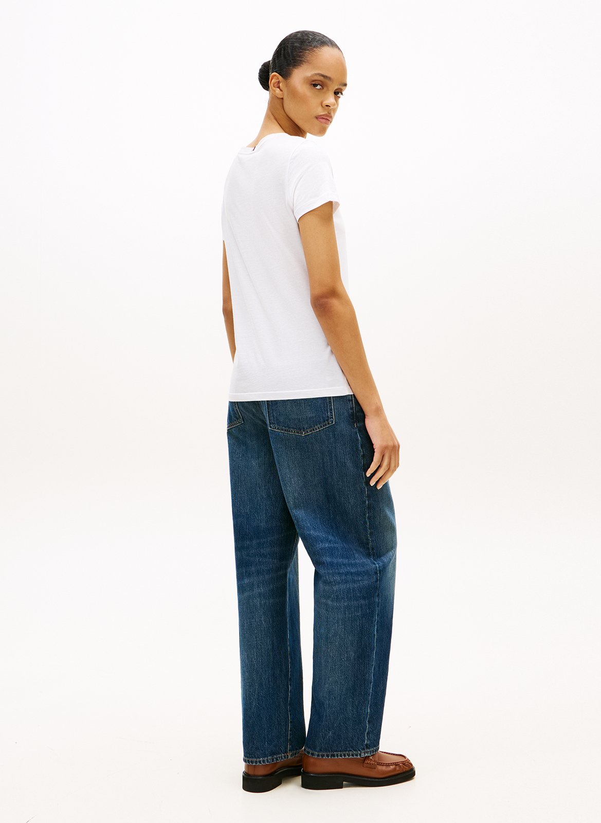 Aansluitend T-shirt van biologisch katoen TOMMY HILFIGER Wit