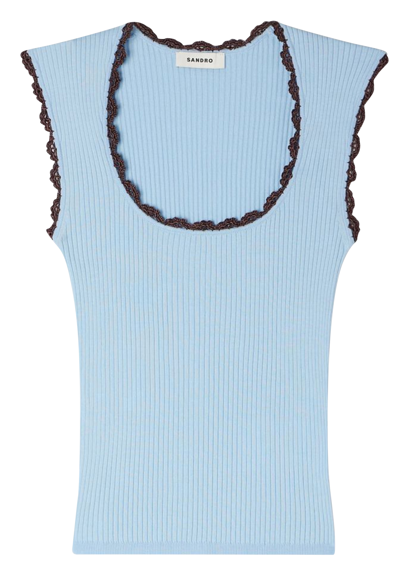 Top en maille côtelé SANDRO Bleu