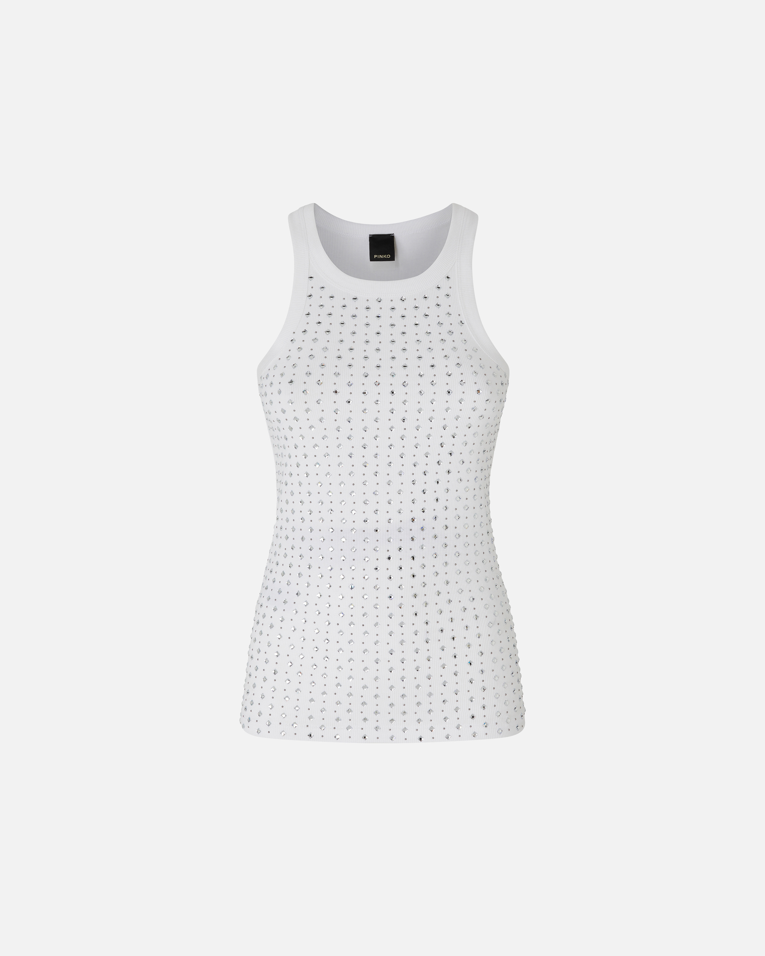 Studded Rhinestone Tank Top PINKO White