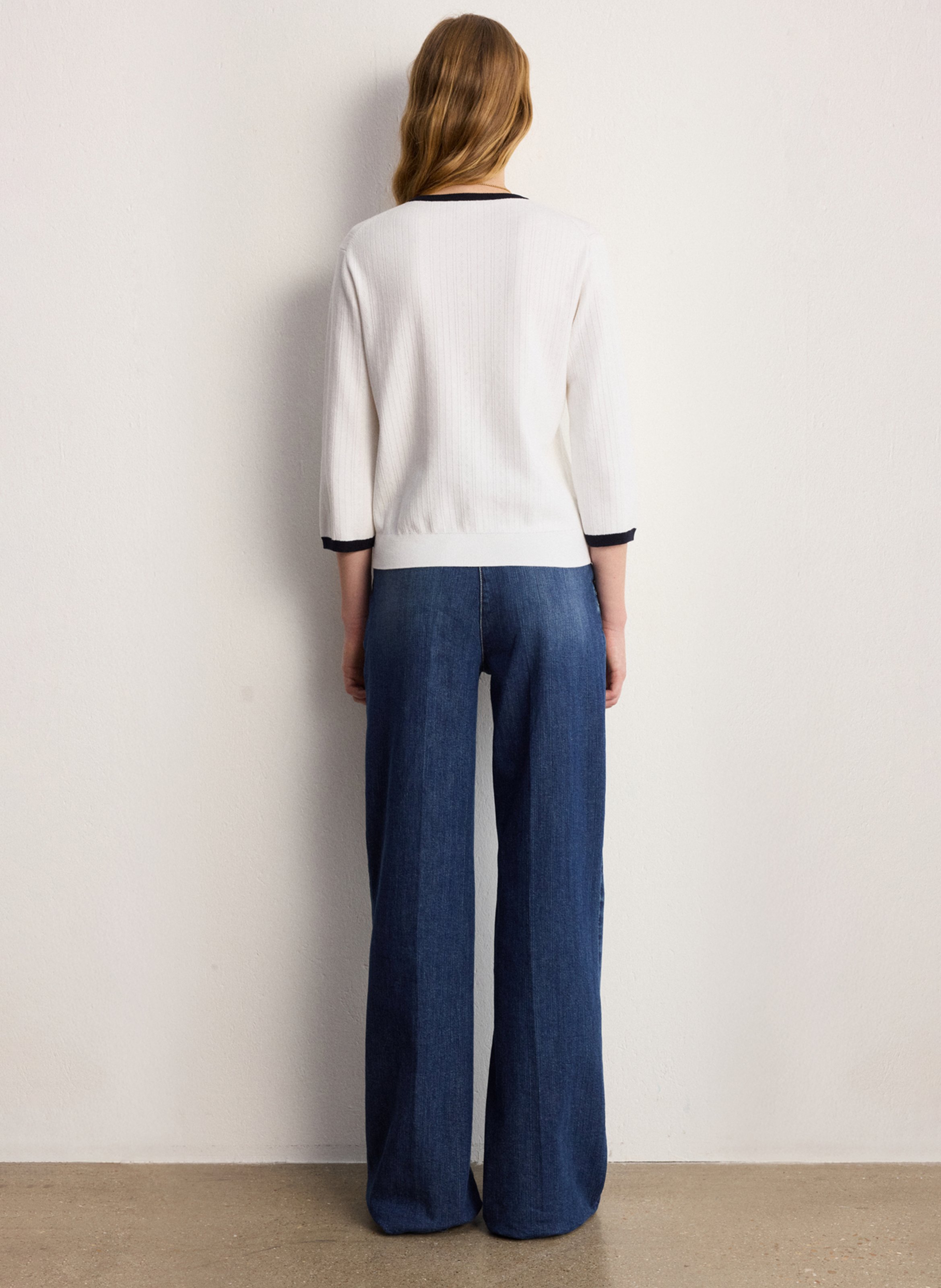 Tee-shirt droit col rond en coton PABLO Blanc