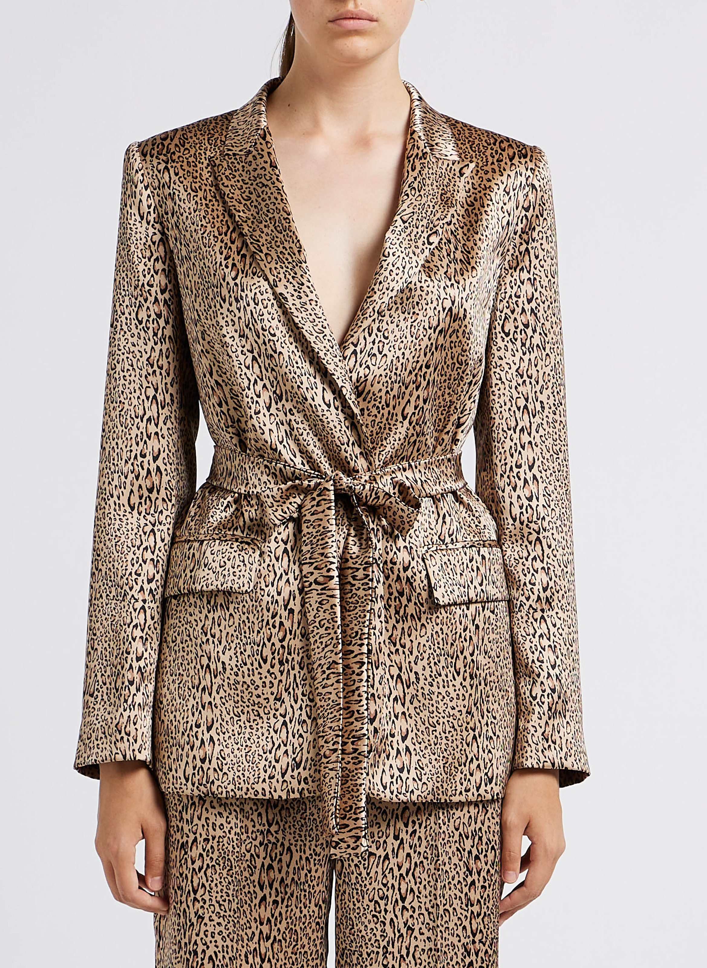 Leopard print tailored jacket TWINSET Brown