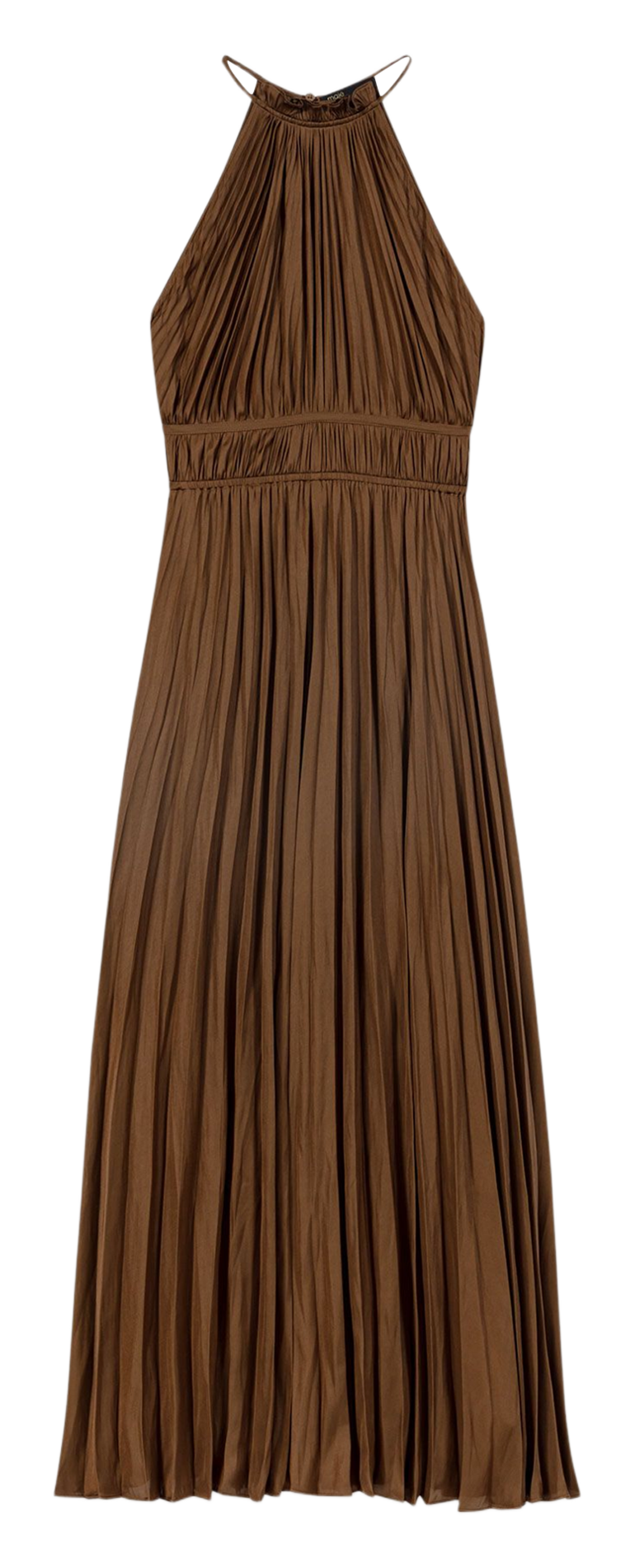 Geplooide lange uitlopende jurk. MAJE Bruin