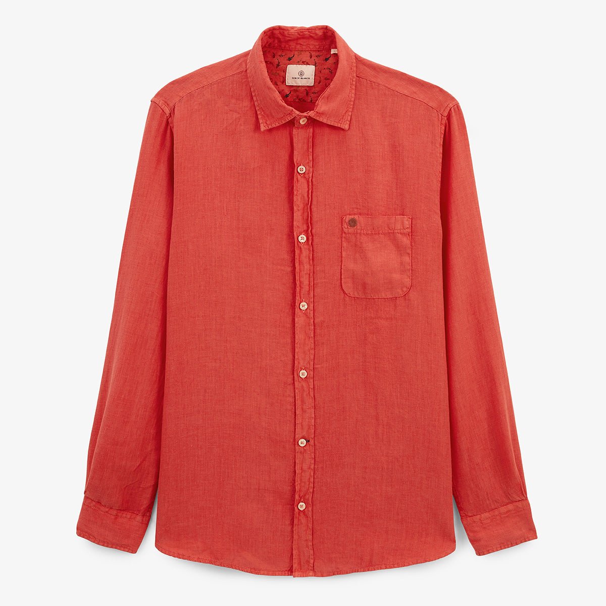Solid long-sleeve linen shirt SERGE BLANCO Orange
